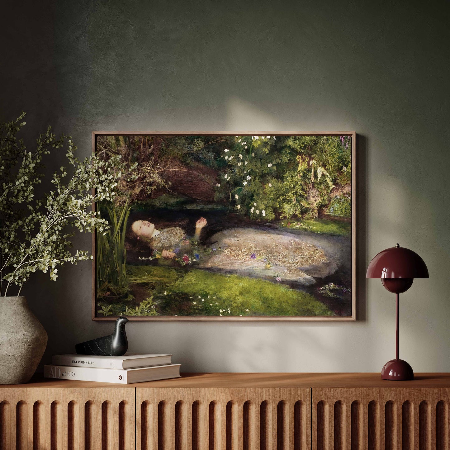 Exklusiv inramad canvastavla i stort format. Ophelia av John Everett Millais.