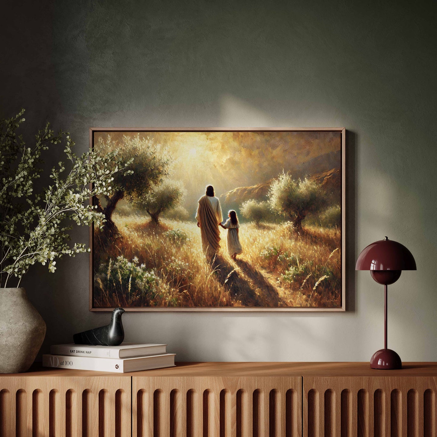 Jesus leder vägen oljemålning, Kristen Poster.