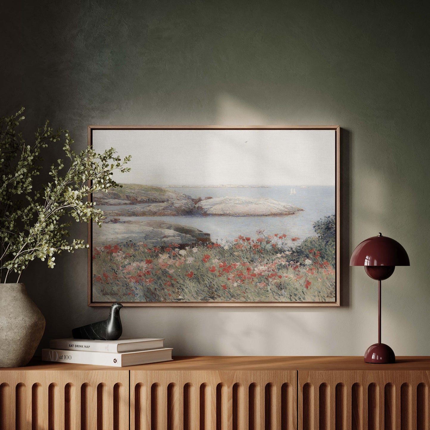 Exklusiv inramad canvastavla i stort format. Landskapsmotiv.