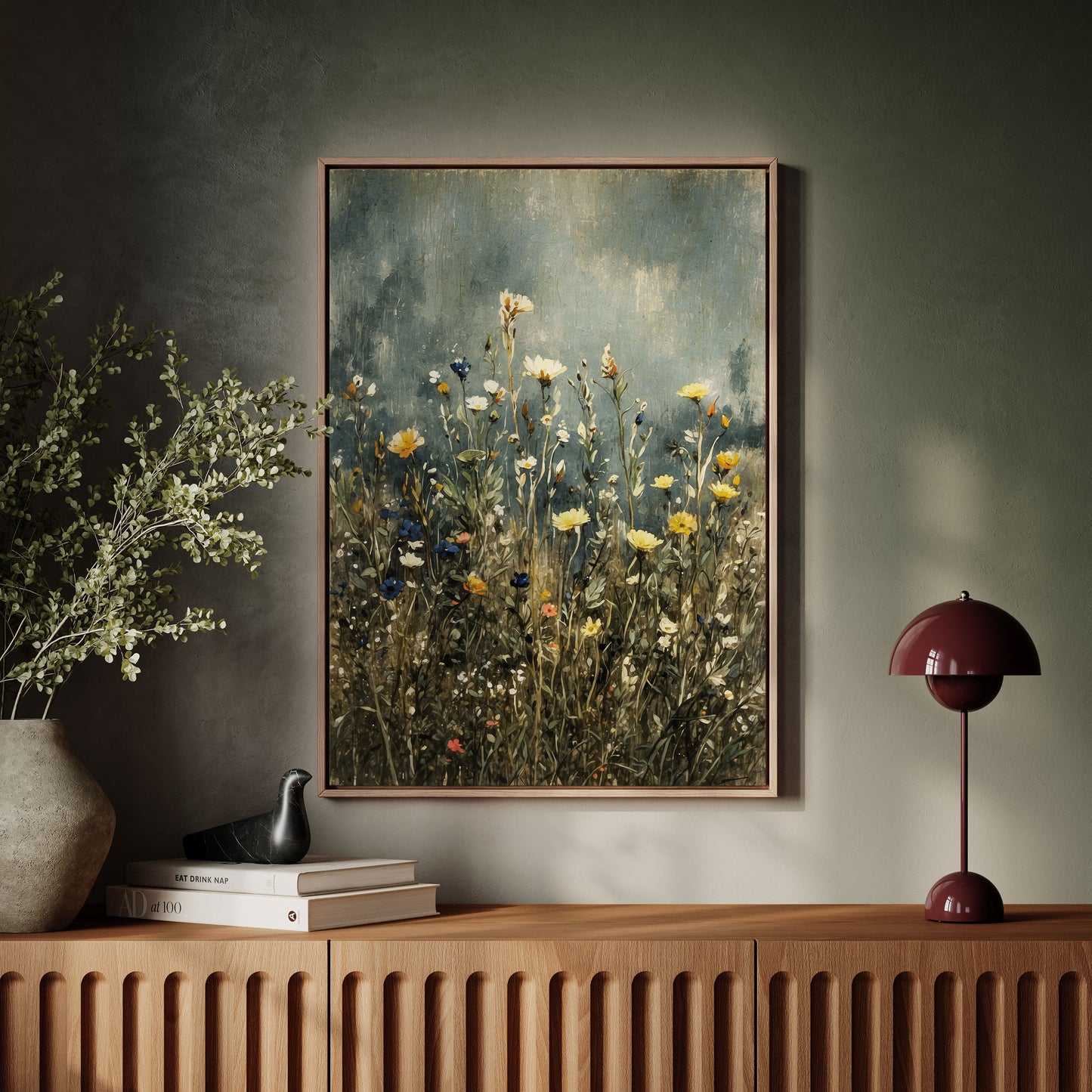 Exklusiv inramad canvastavla tavla i stort format. Vildblommor.