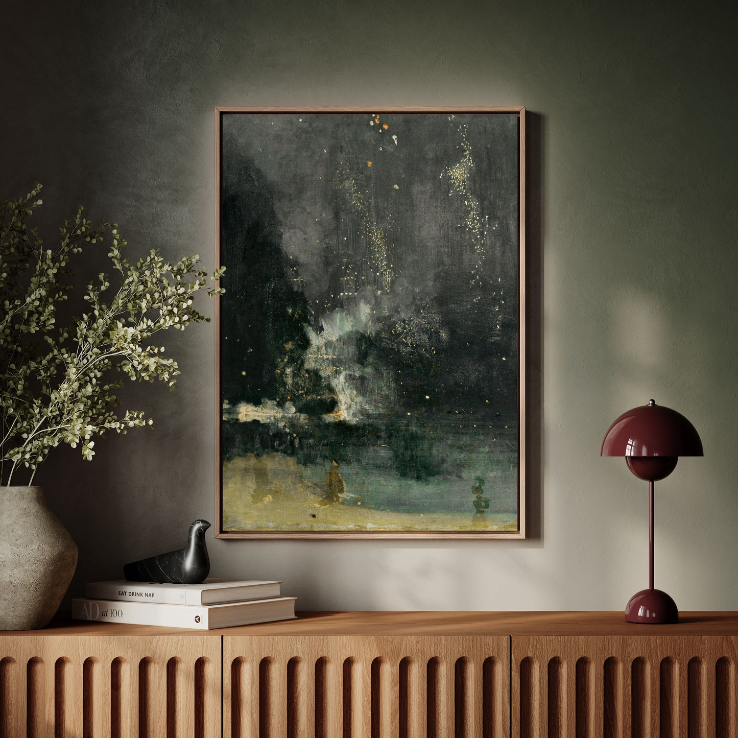 Exklusiv inramad canvastavla i stort format. The Falling Rocket av James McNeil Whistler.