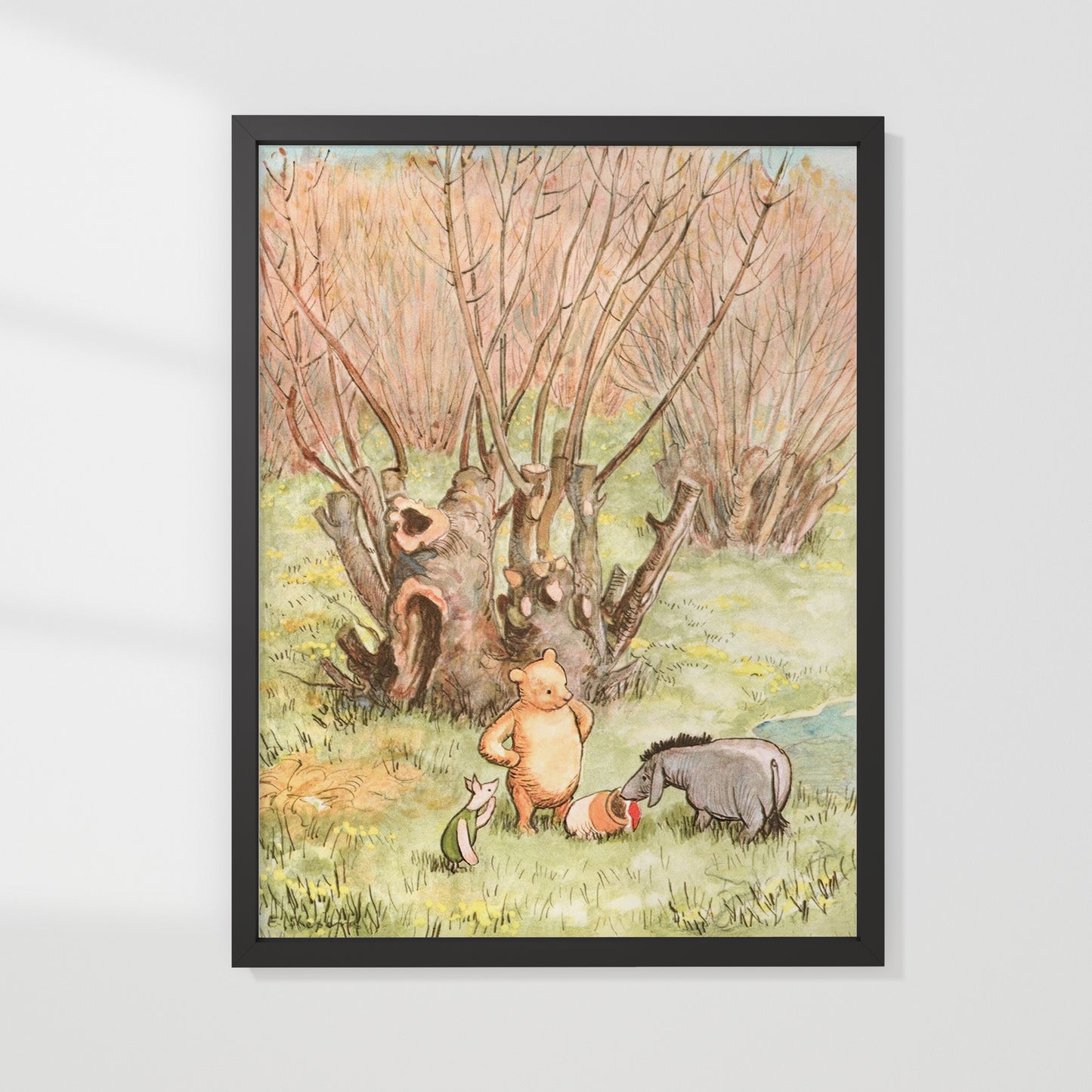 Retro Nalle Puh illustration för barnrummet.