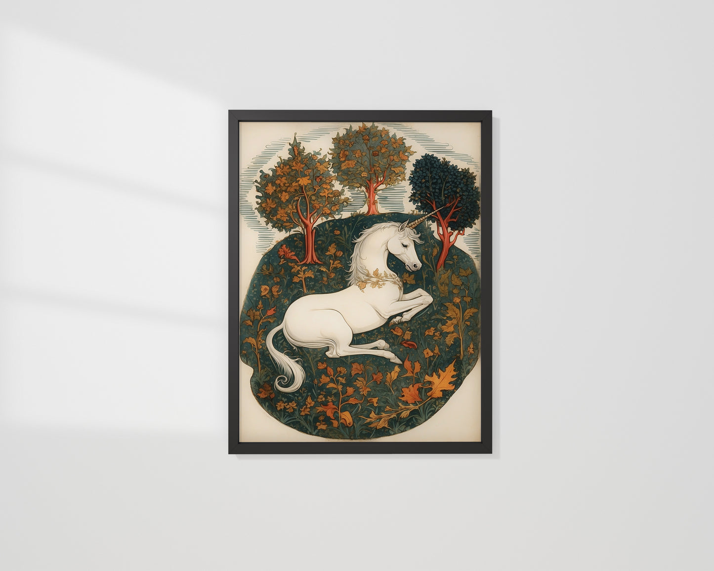 Poster, medeltida illustration av enhörning.
