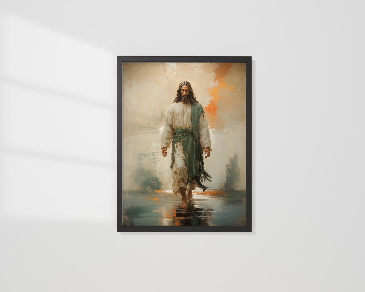 Jesus går på vattnet, modern kristen poster.