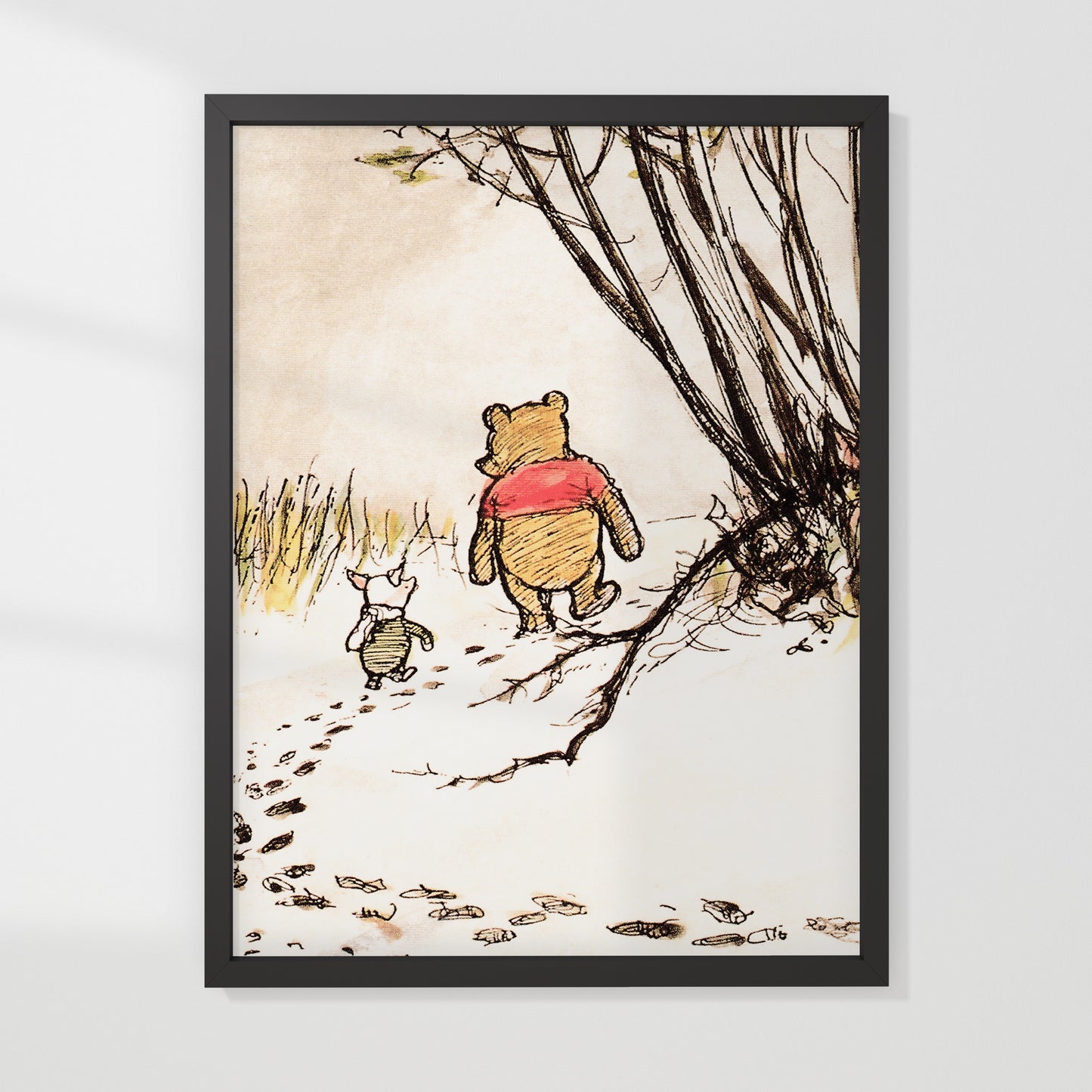 Retro Nalle Puh illustration för barnrummet.
