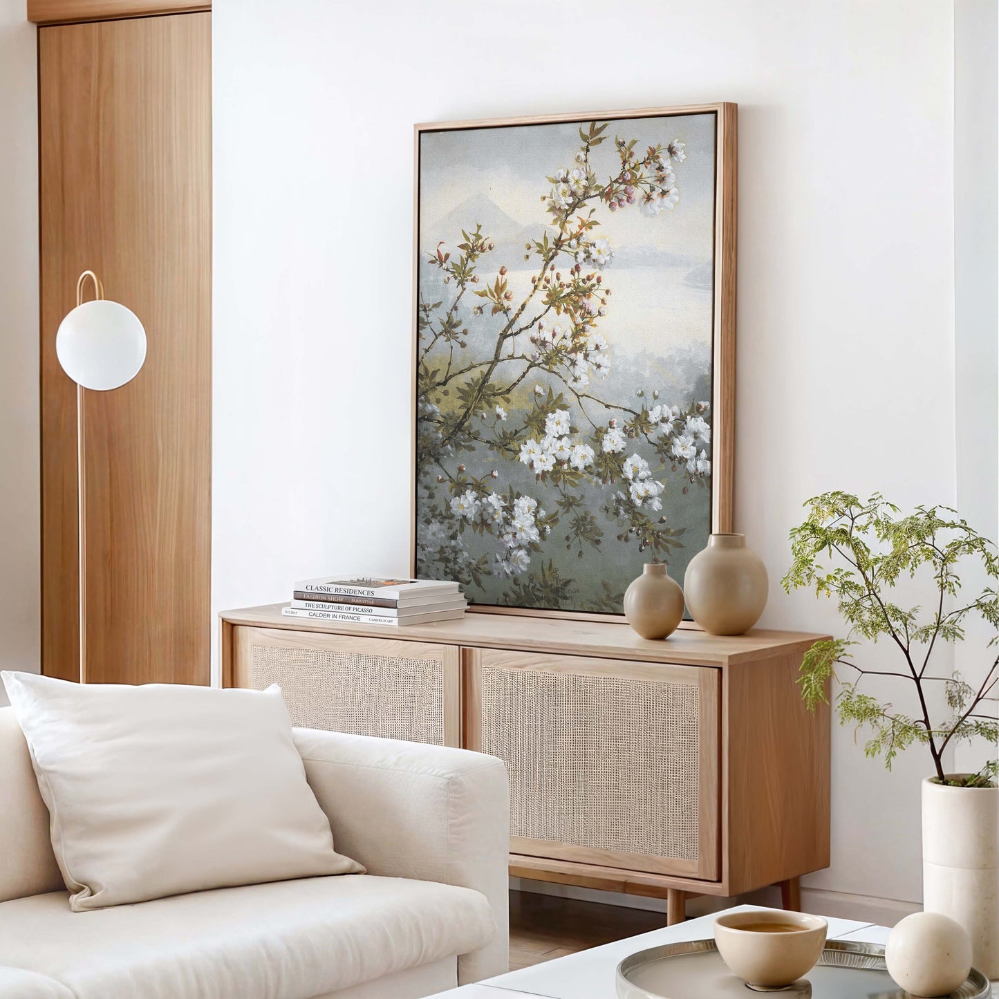 Exklusiv inramad canvastavla i stort format. Cherry blossom.
