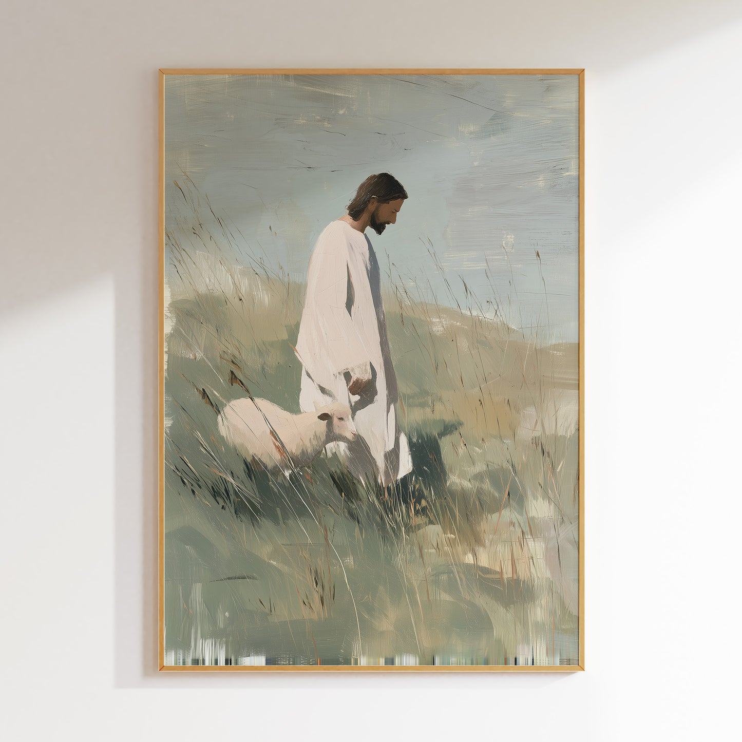 Jesus den goda herden Poster i modern stil.