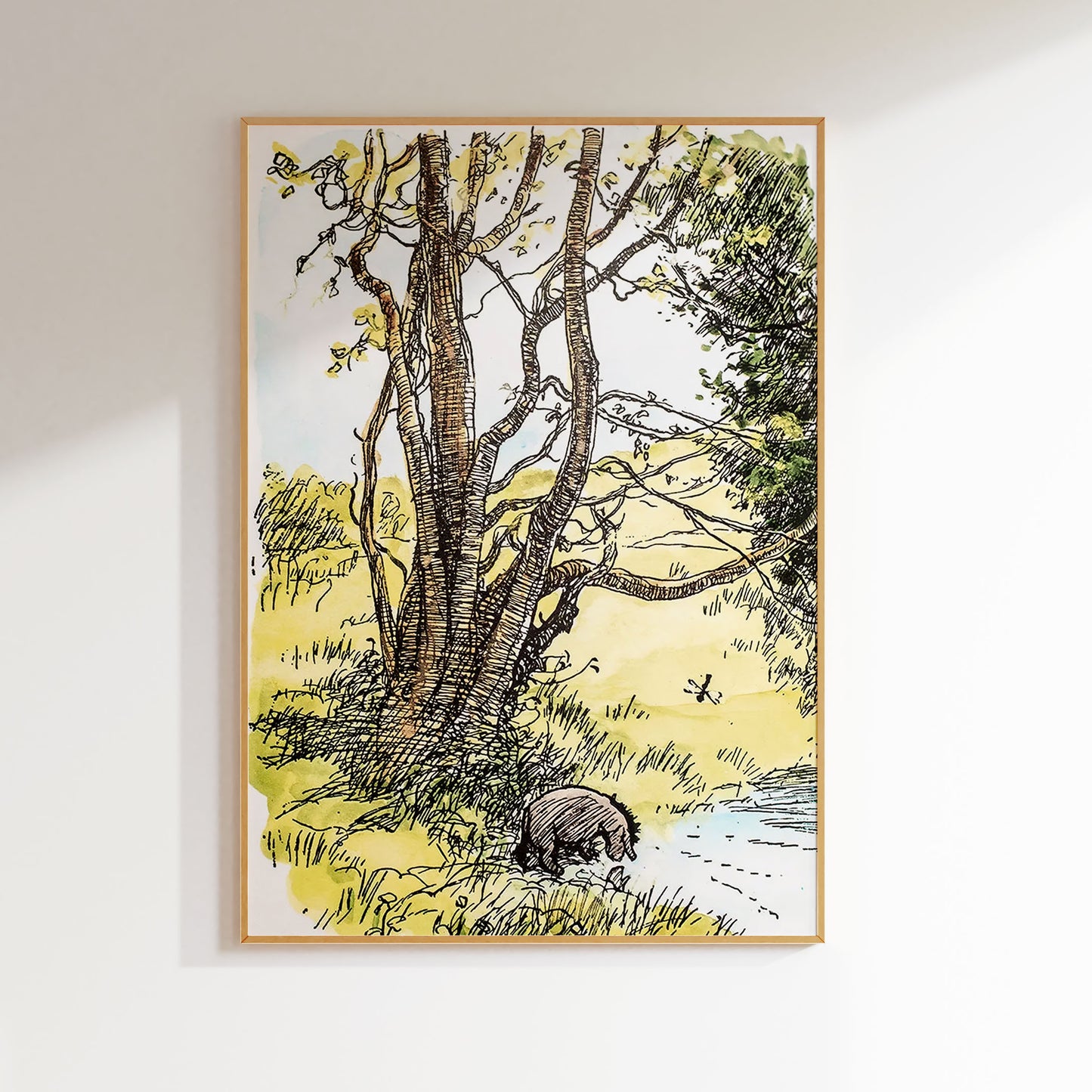 Retro Nalle Puh illustration för barnrummet.
