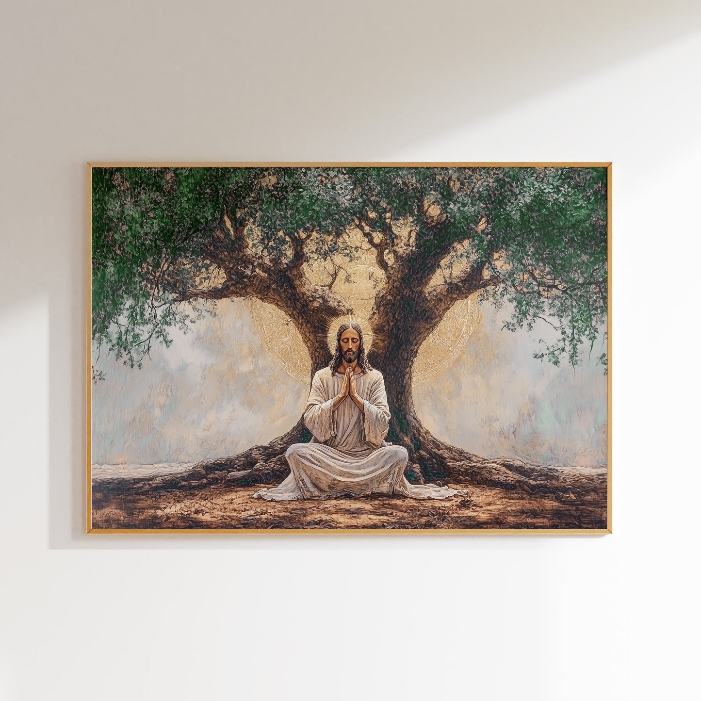 Jesus ber under olivträd Poster.