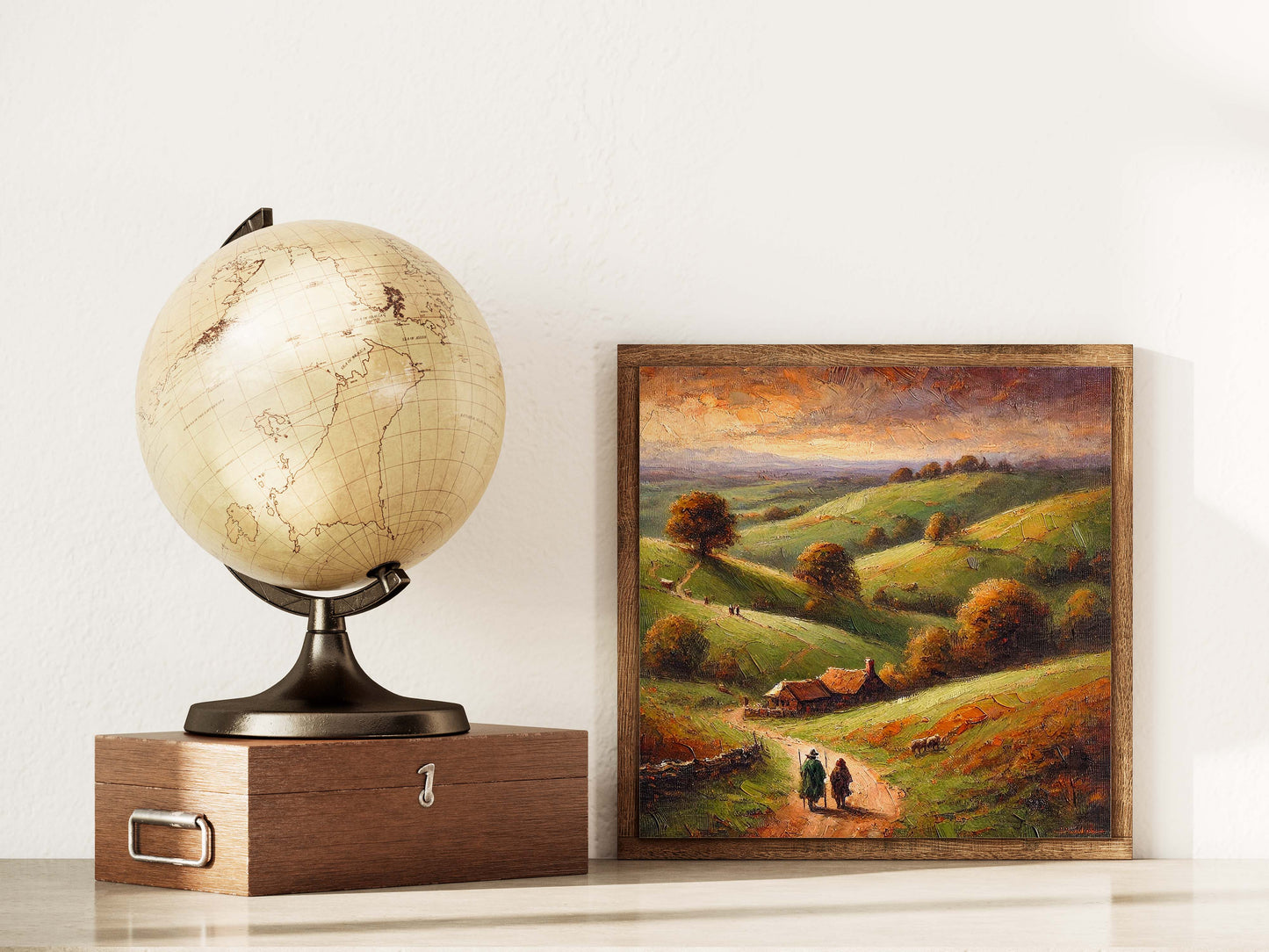 Sagan om ringen inspirerad oljemålning.