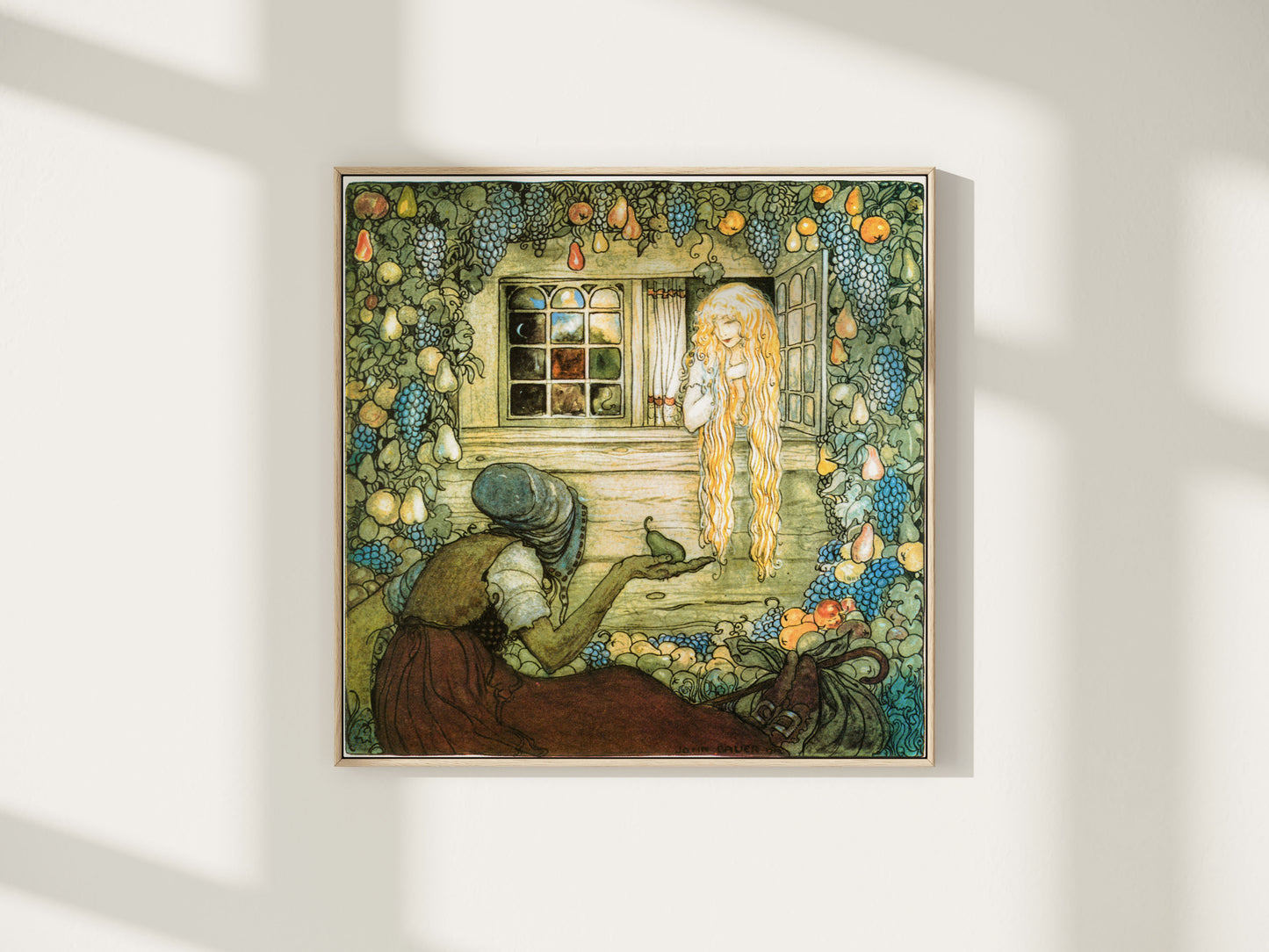 John Bauer illustration, Snövit och häxan.