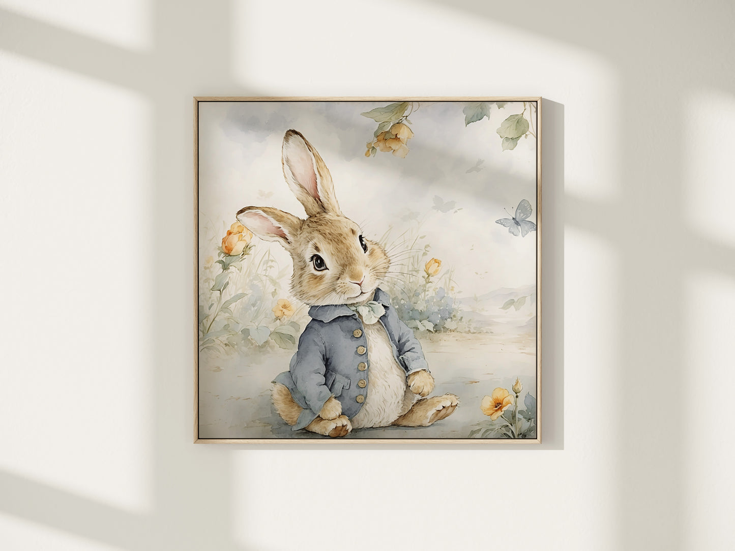 Baby Peter Rabbit illustration för barnrummet.