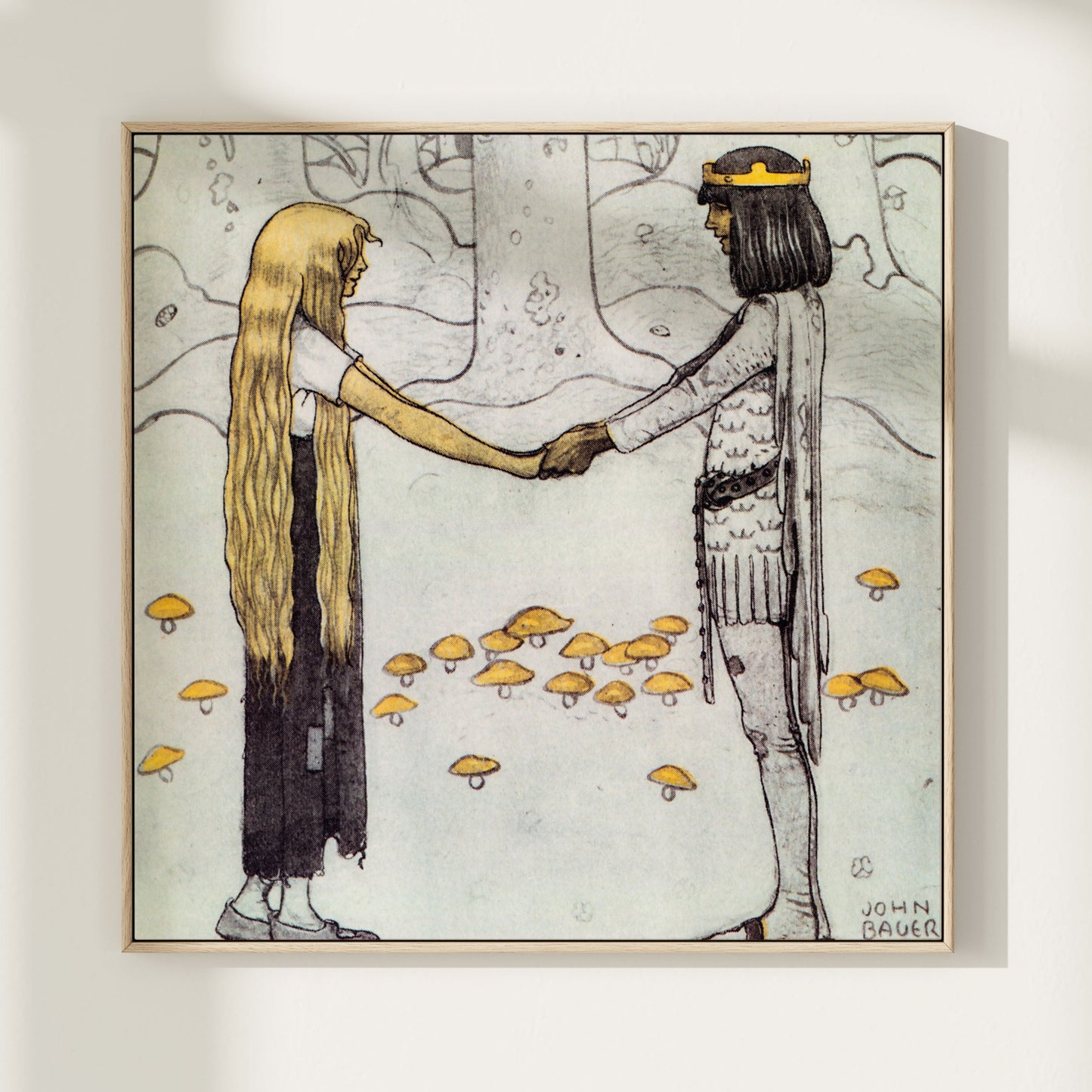 Klassisk poster av John Bauer, prins och prinsessa.