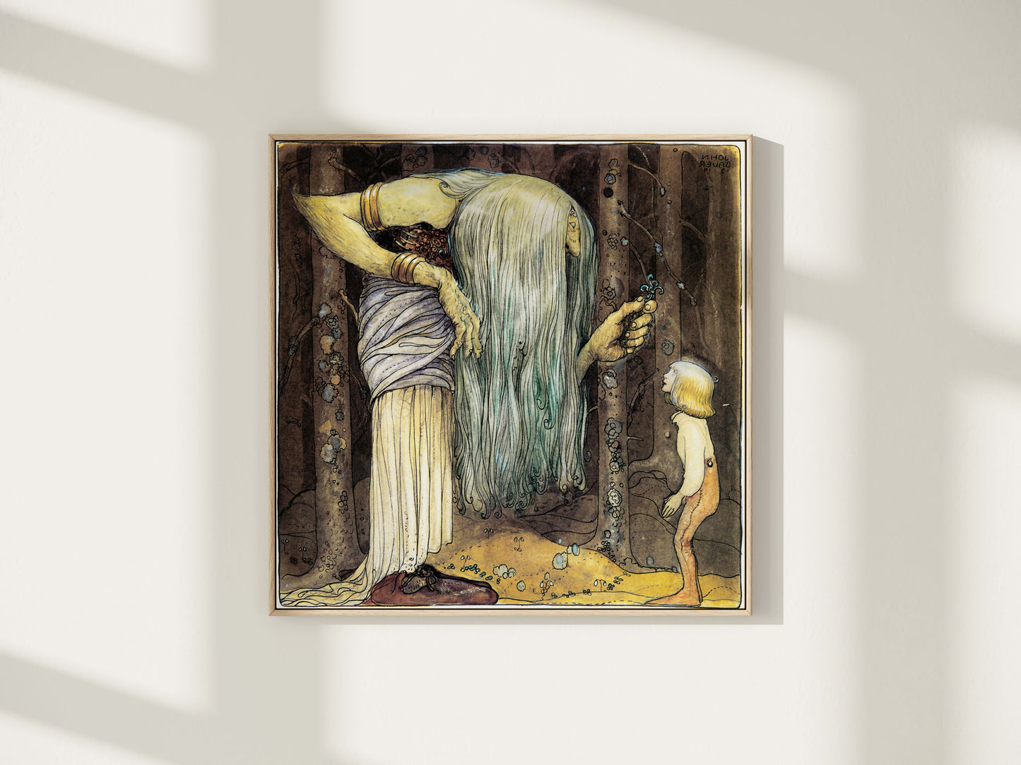 Vintage John Bauer poster, pojke och trollmor.