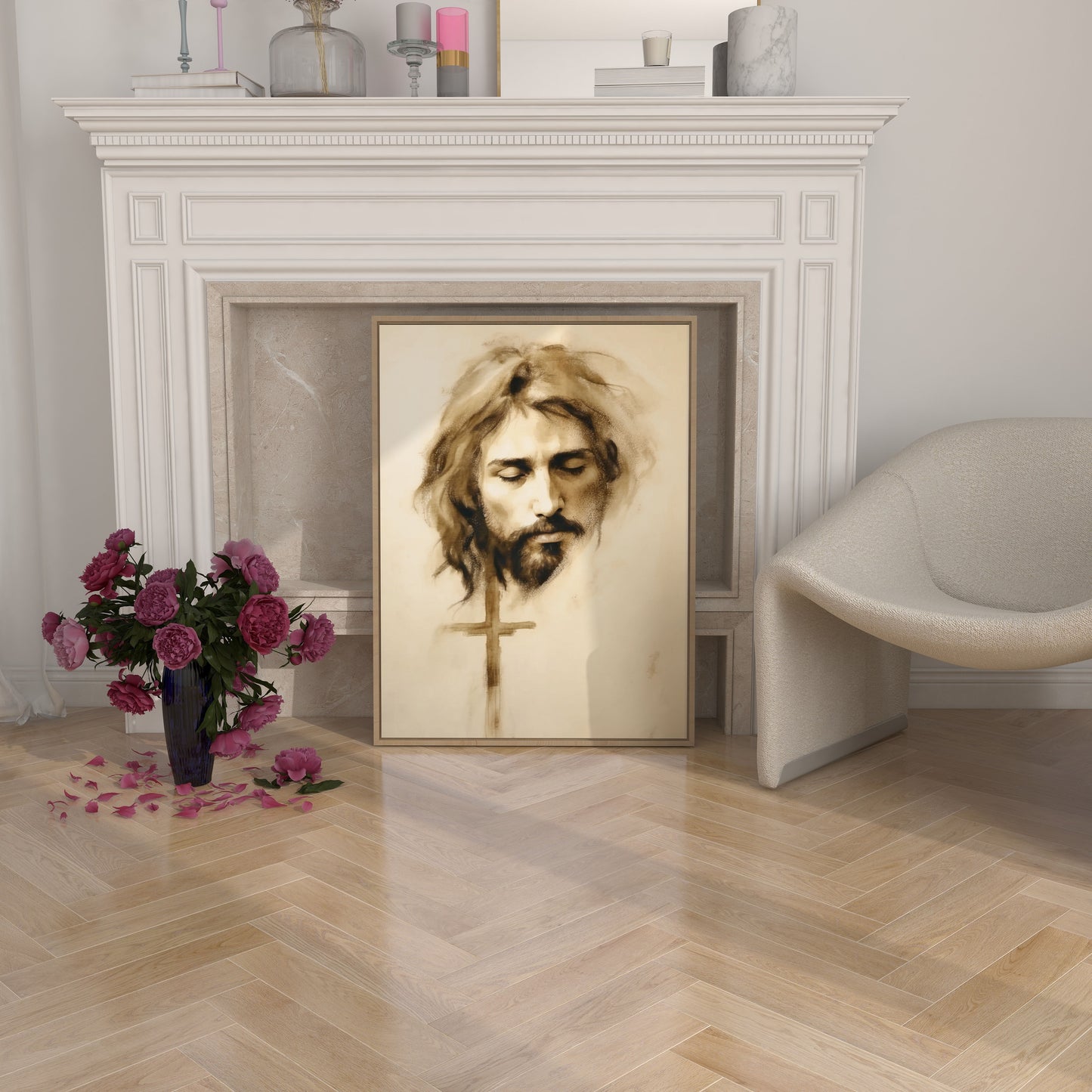 Jesus porträtt i vattenfärger.