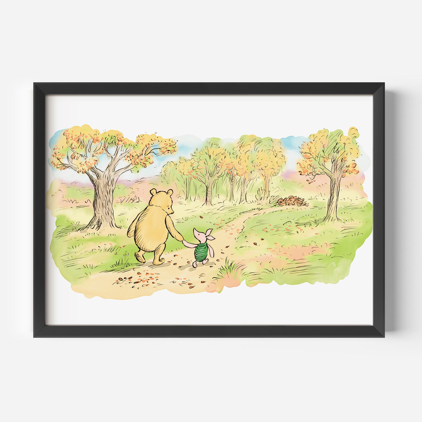 Retro Nalle Puh illustration för barnens rum.