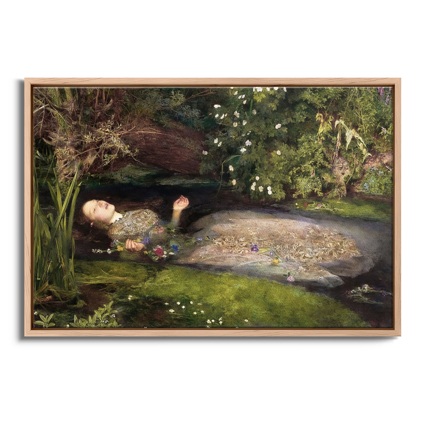 Exklusiv inramad canvastavla i stort format. Ophelia av John Everett Millais.