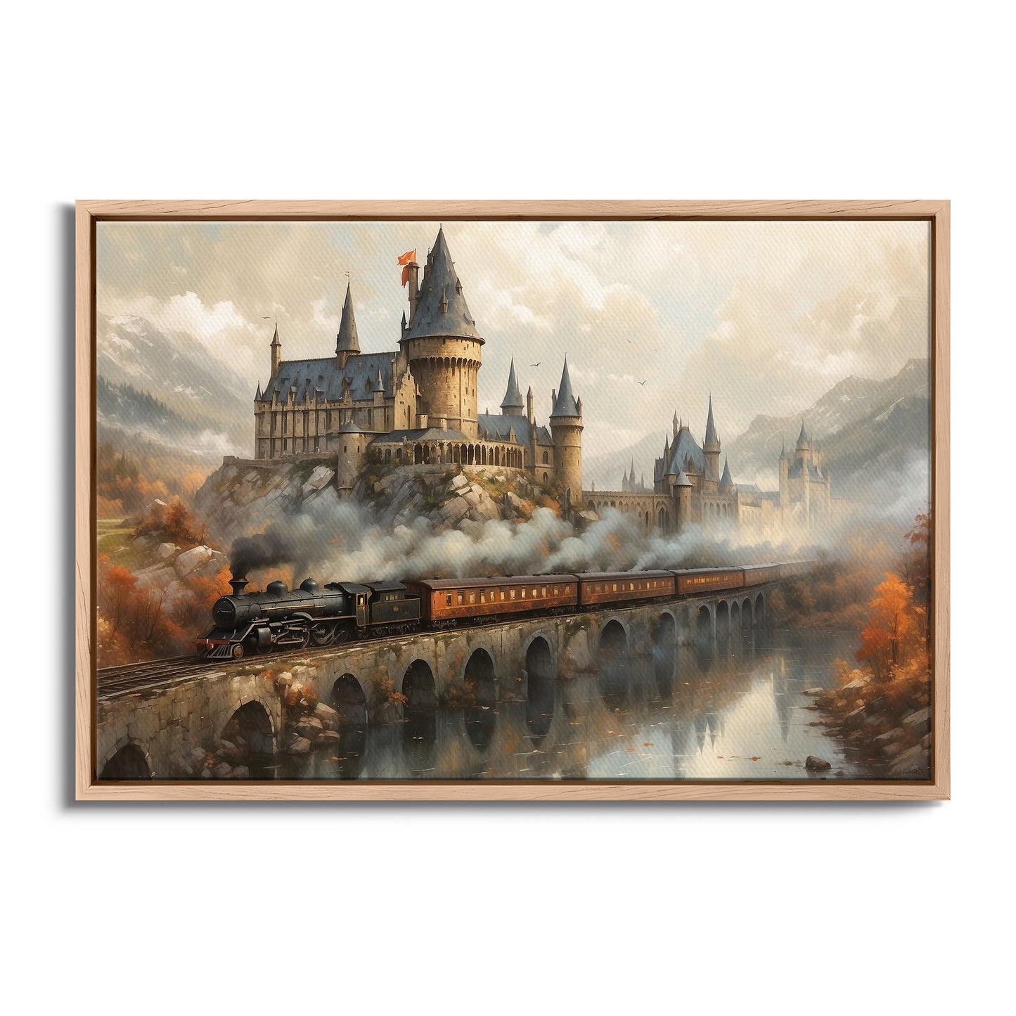Exklusiv inramad canvastavla i stort format. Fantasymotiv "Wizard School".