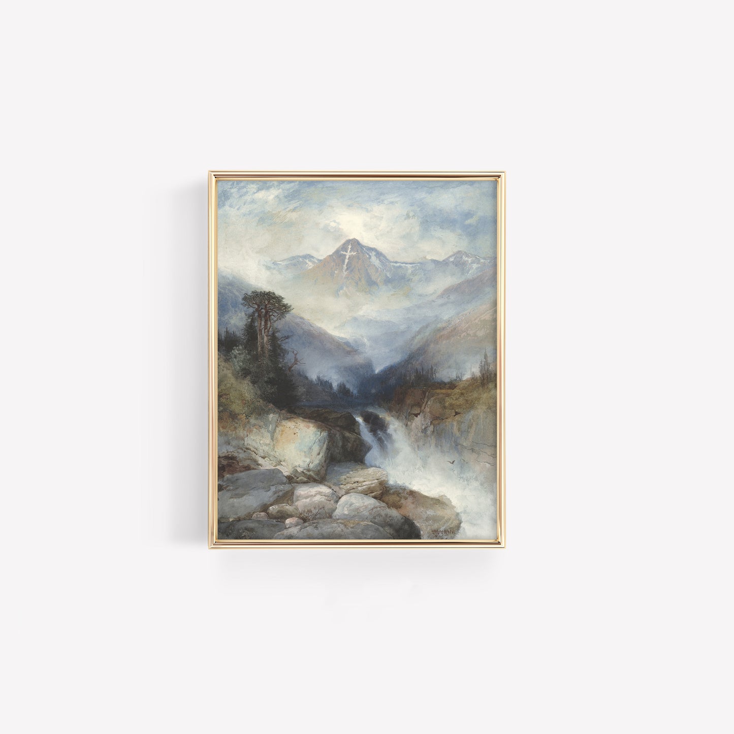 Kristen konst. "Mountain of Holy Cross" oljemålning.