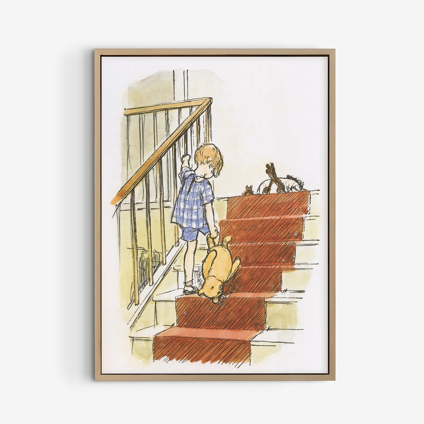 Retro Nalle Puh illustration för barnrummet. Dags att lägga sig.