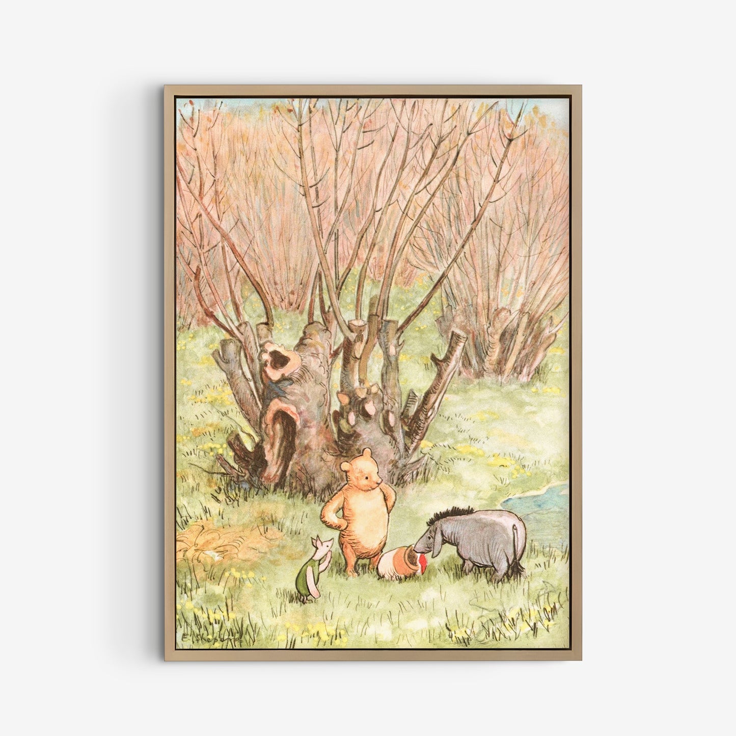 Retro Nalle Puh illustration för barnrummet.
