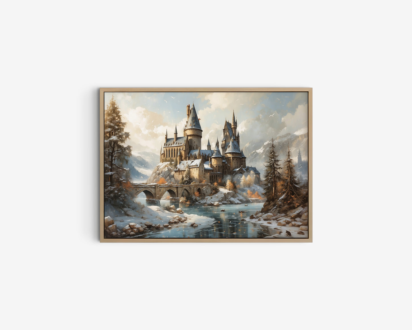 Fantasy Poster. Wizard School i vinterlandskap.