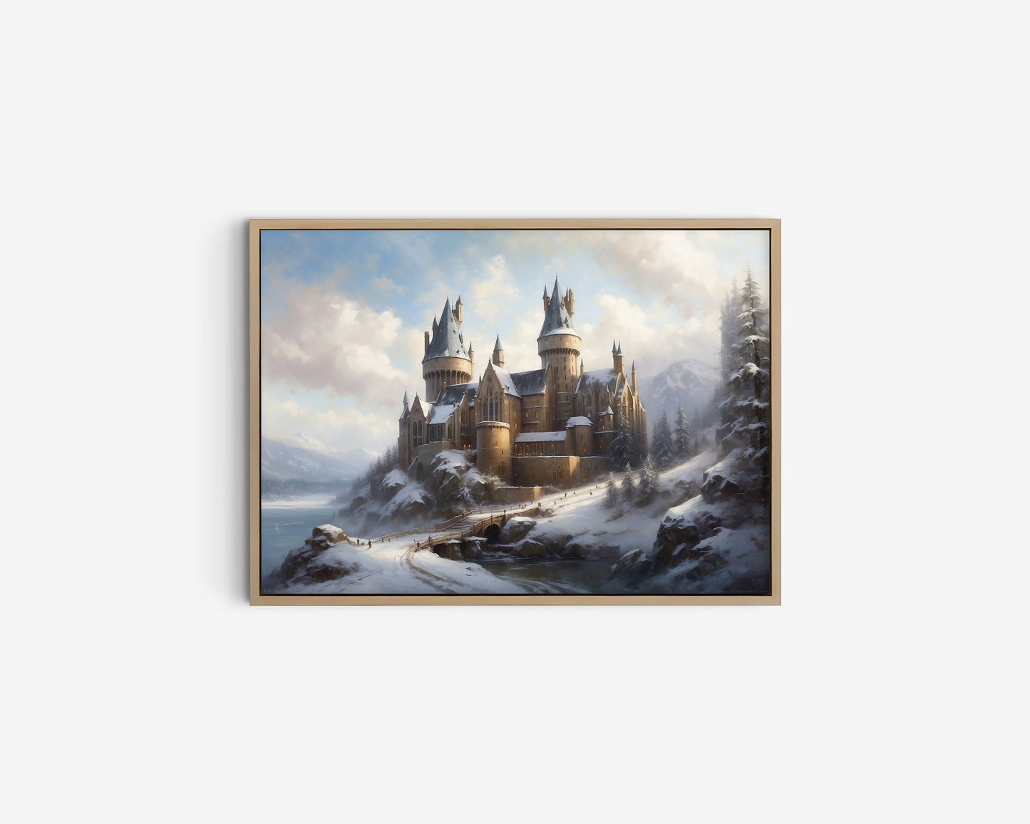 Fantasy Poster. Wizard School i vinterlandskap.