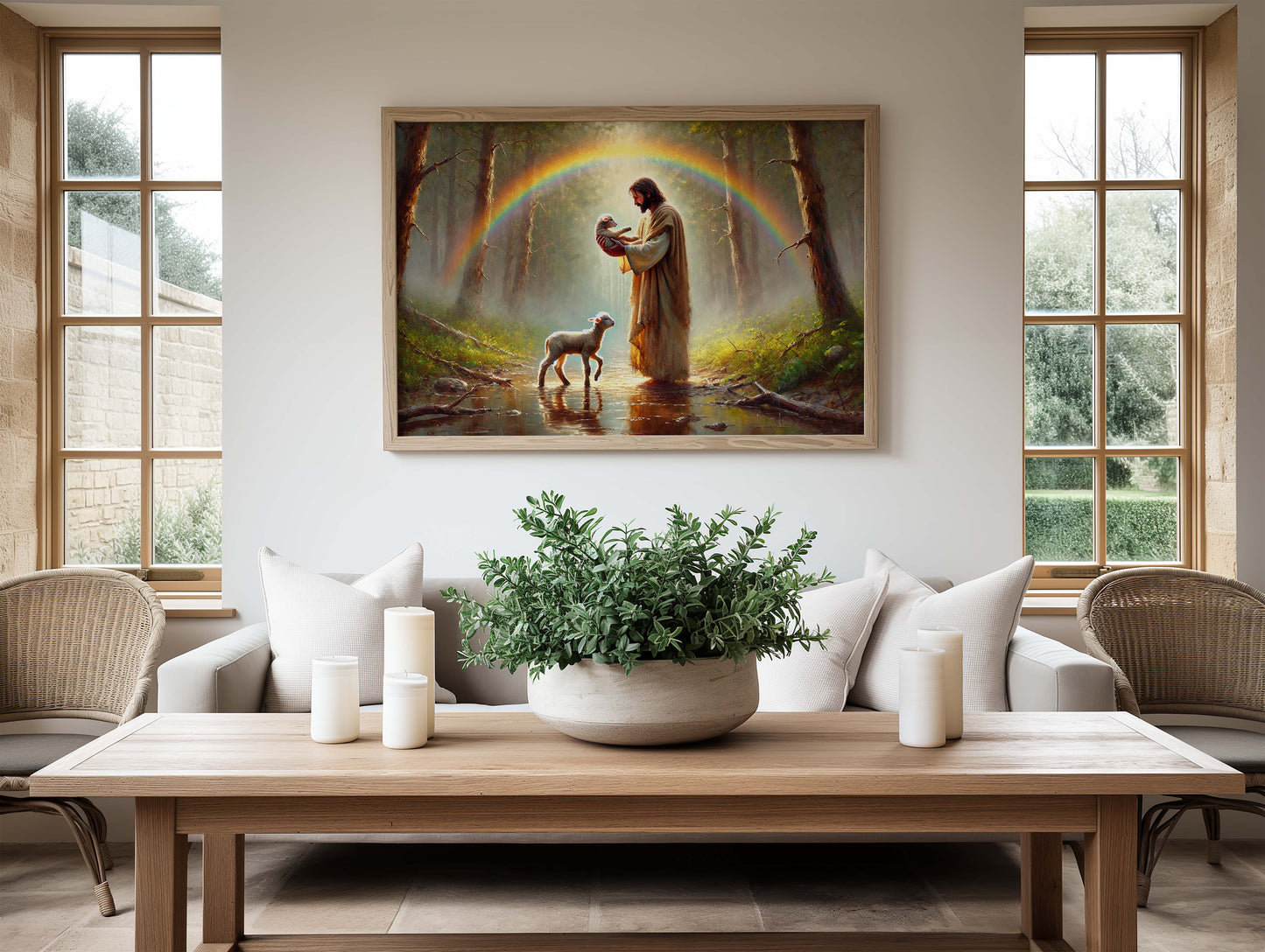Jesus, Den gode herden Poster, Herren är min herde oljemålning.