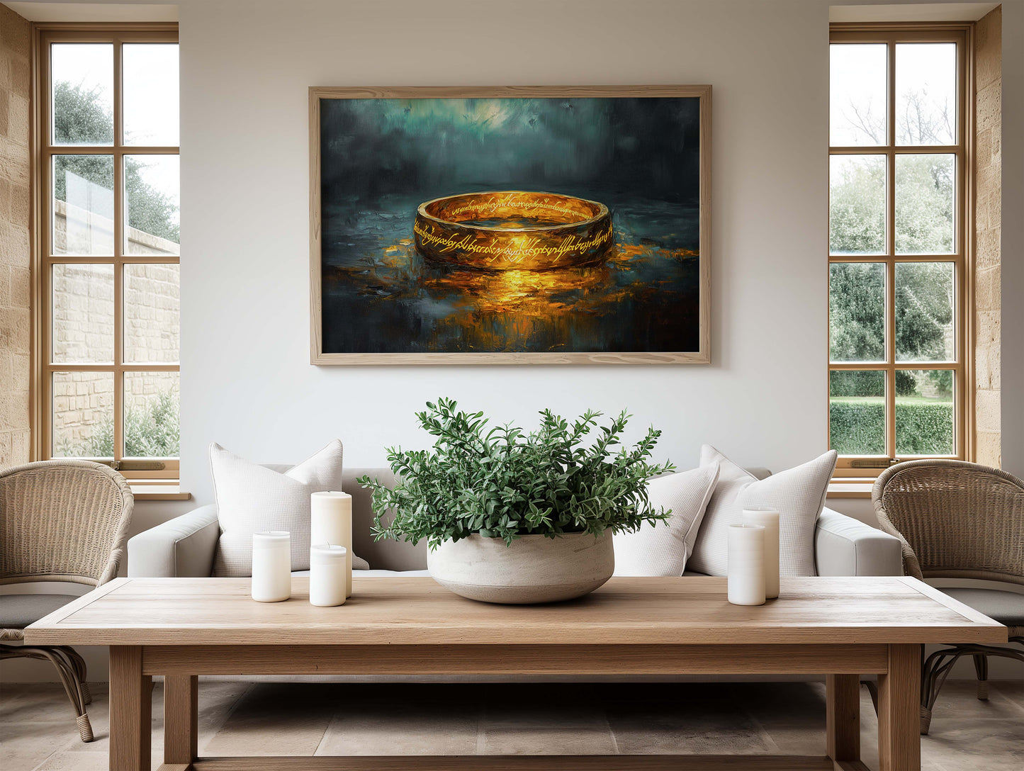 Sagan om Ringen inspirerad poster, härskarringen, oljemålning.