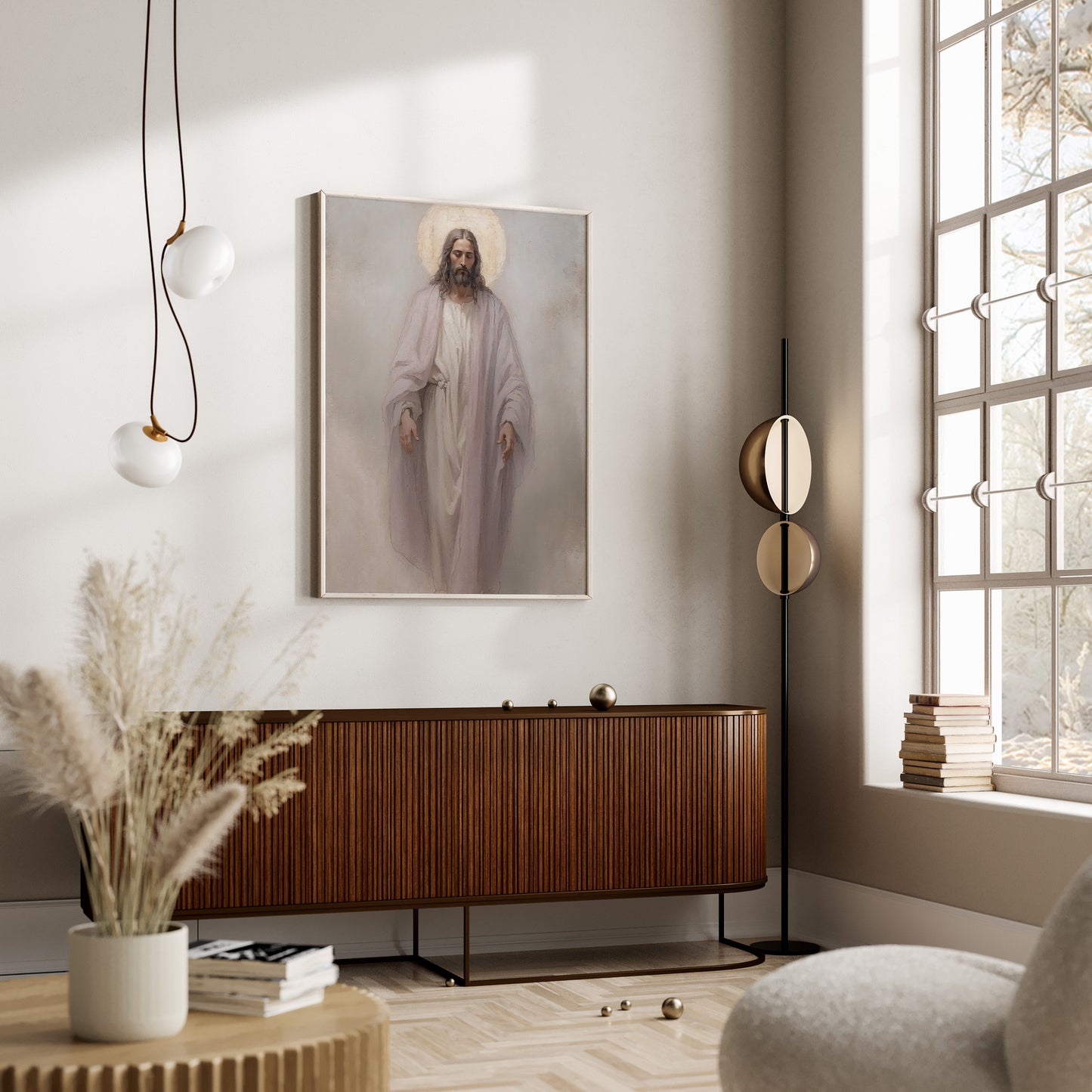 Poster, Jesus med gloria, oljemålning.