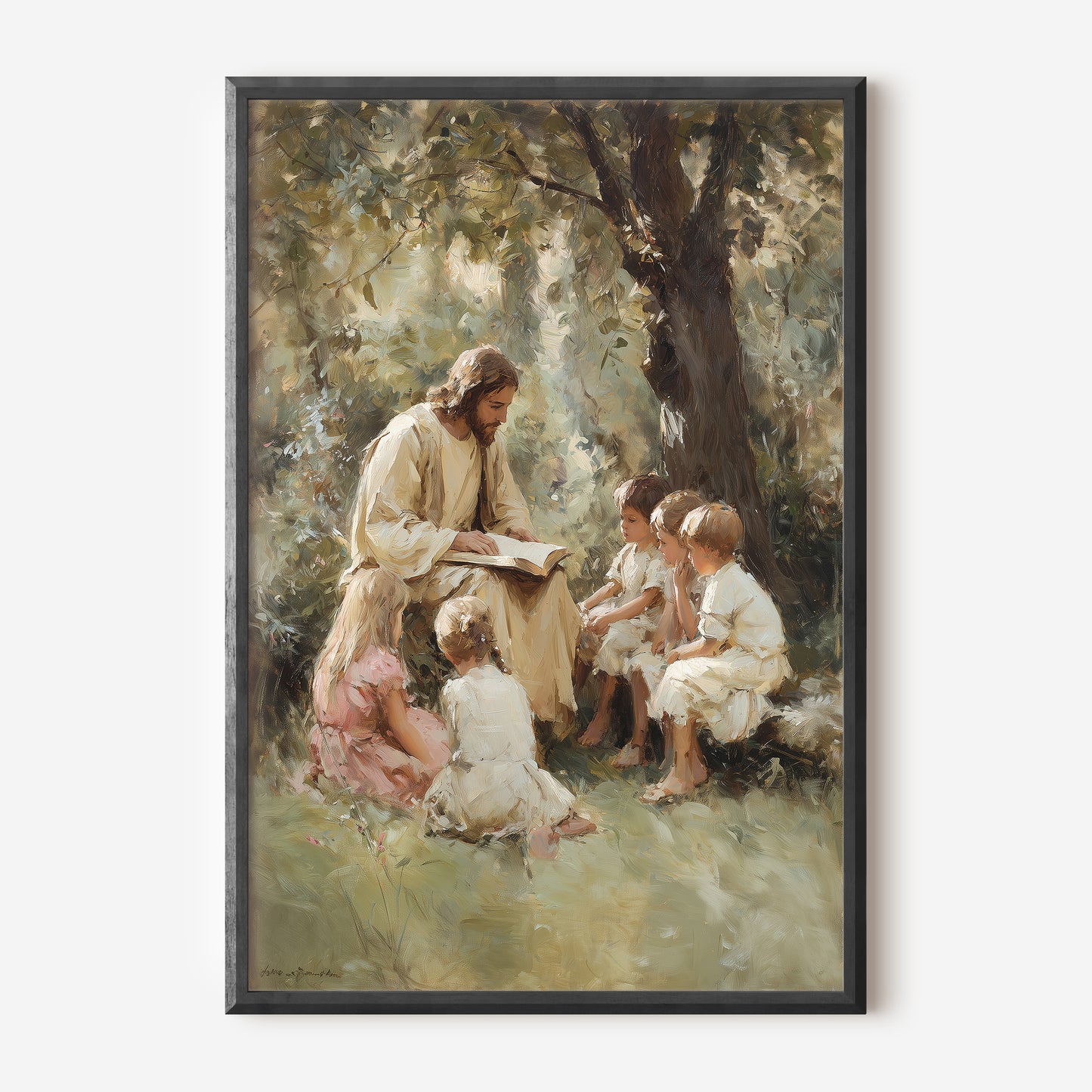 Jesus undervisar barn, oljemålning.