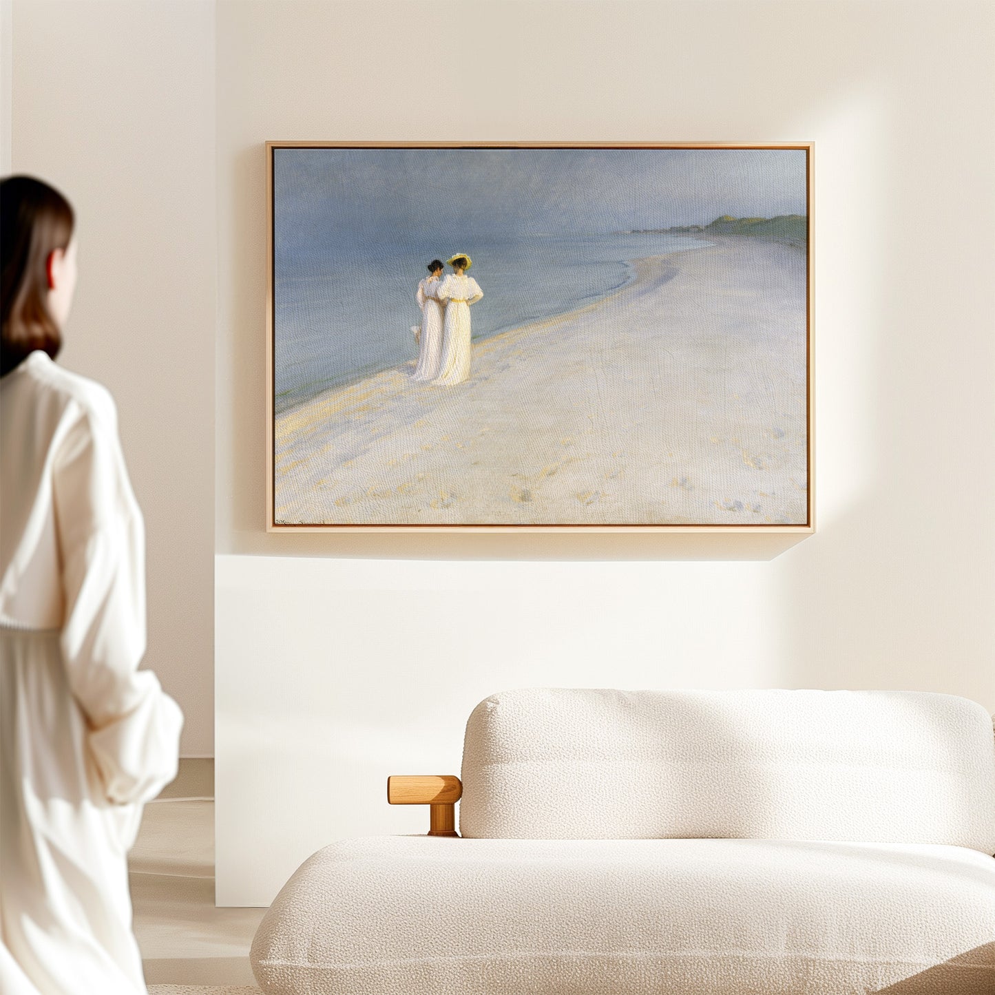 Exklusiv inramad canvastavla i stort format. Sommarafton på Skagen av Peder Severin Kröyer.