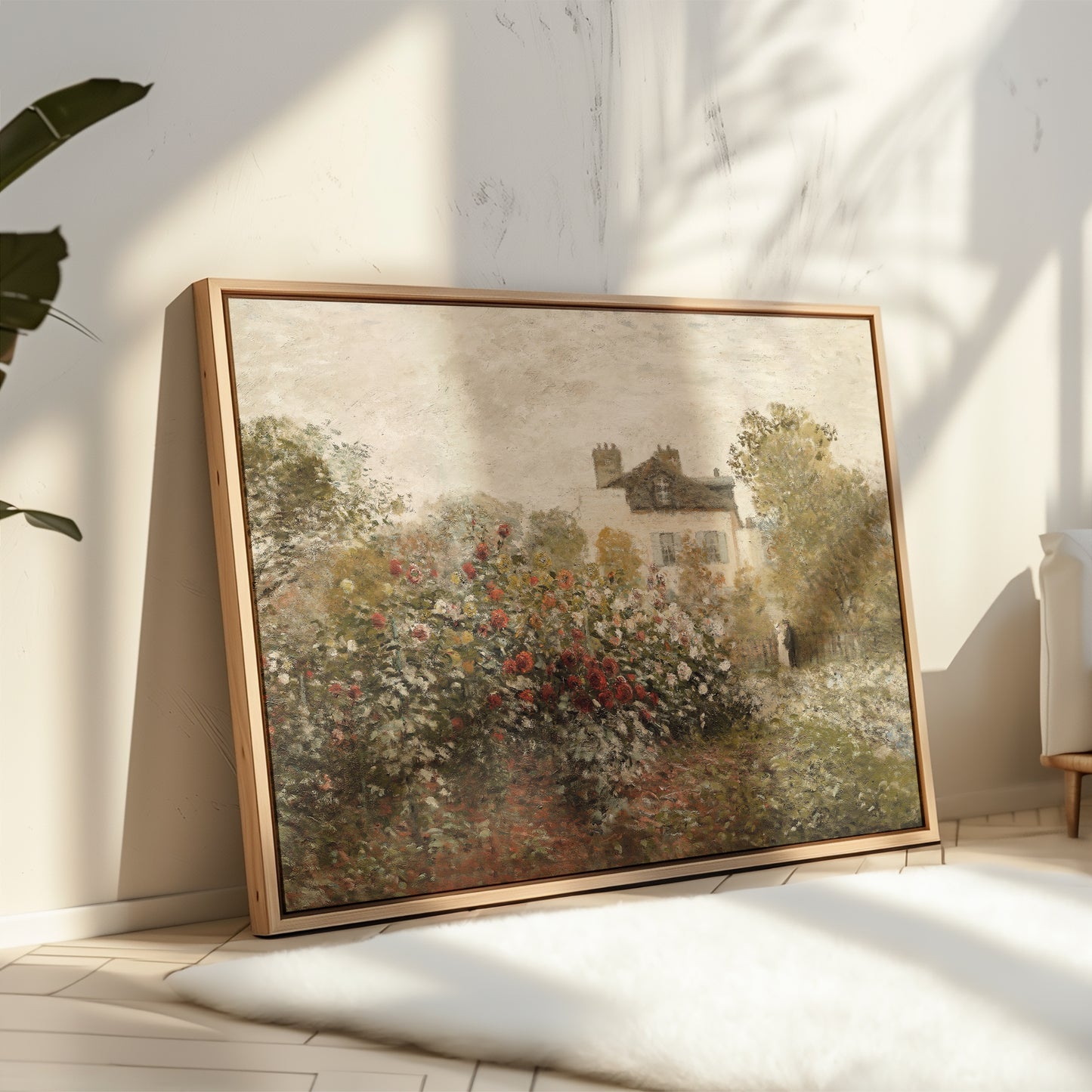 Exklusiv inramad canvastavla i stort format. Rosenträdgård oljemålning av Claude Monet.