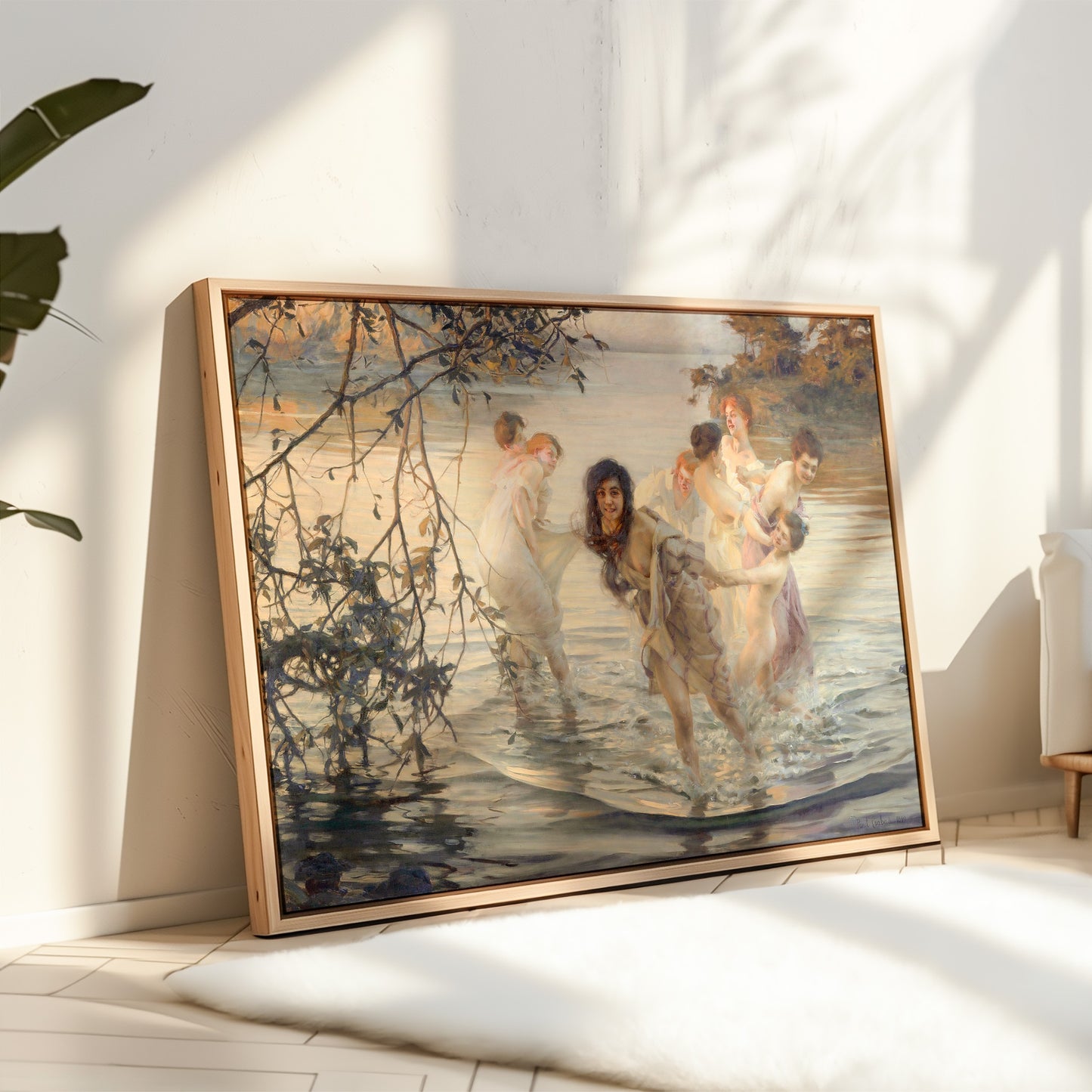 Exklusiv inramad canvastavla i stort format. Bathing Nymphs by Paul Emilé Chabas.