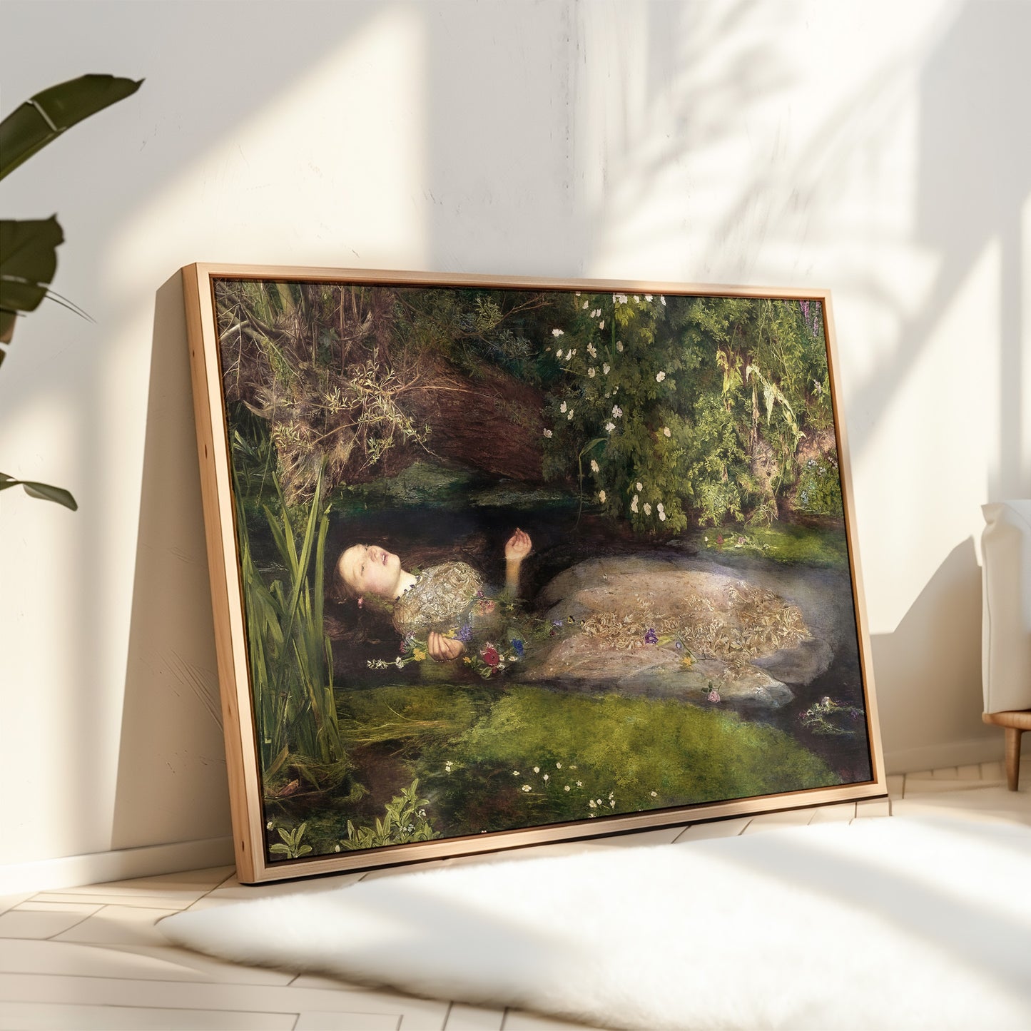 Exklusiv inramad canvastavla i stort format. Ophelia av John Everett Millais.