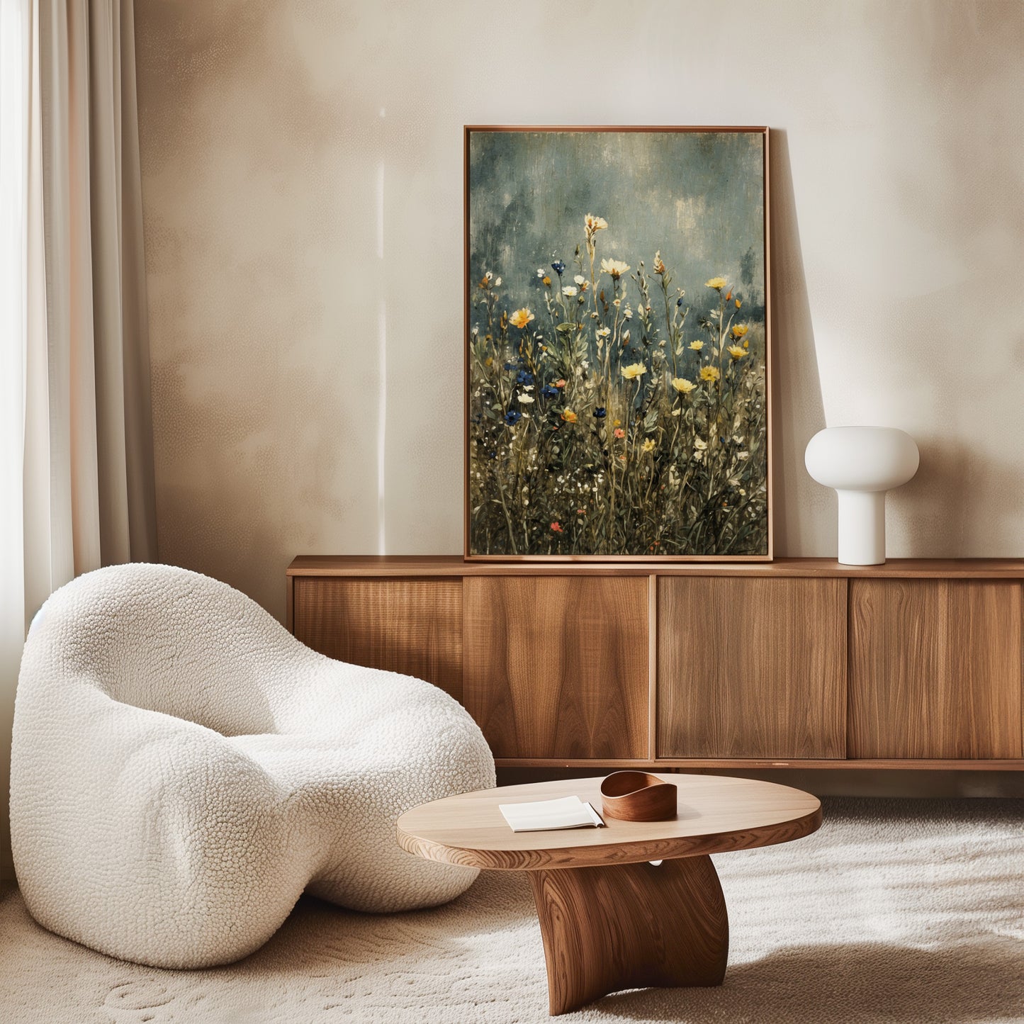 Exklusiv inramad canvastavla tavla i stort format. Vildblommor.