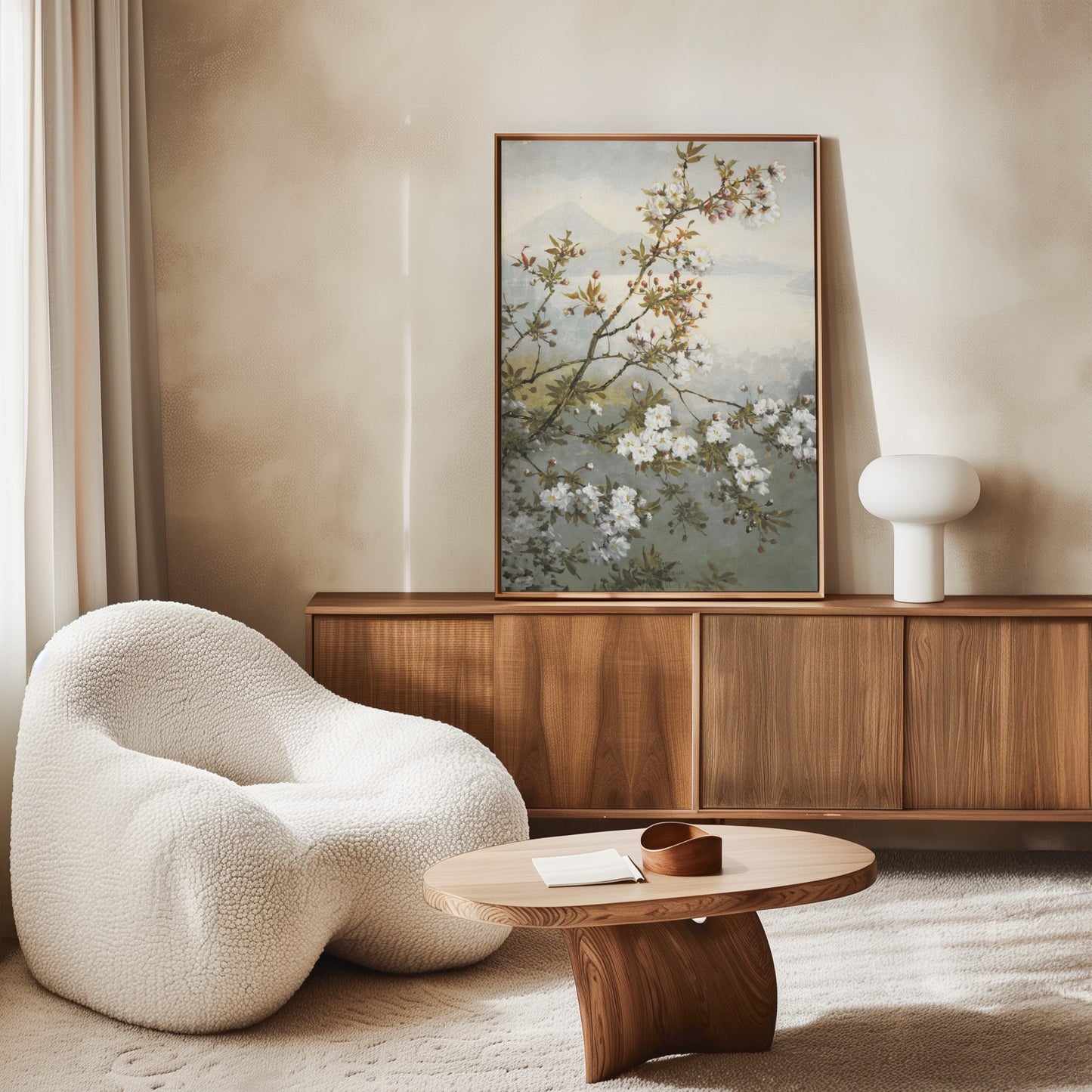 Exklusiv inramad canvastavla i stort format. Cherry blossom.