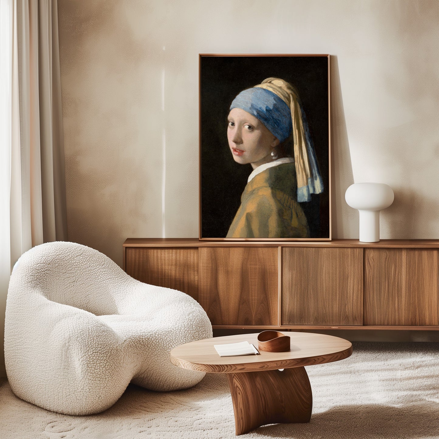 Exklusiv inramad canvastavla i stort format. Flickan med pärlörhänget av Johannes Vermeer.