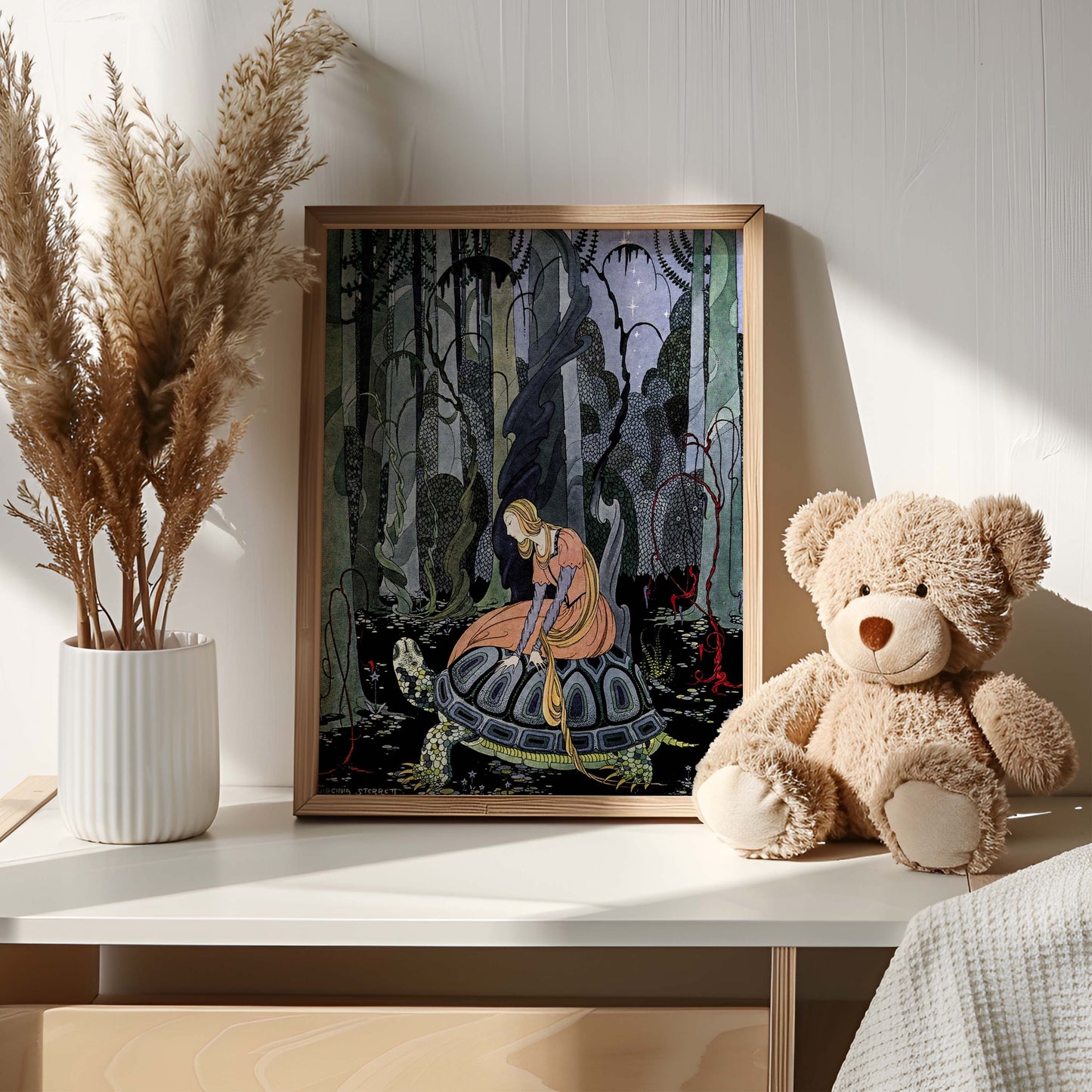 Poster, prinsessa och sköldpadda.