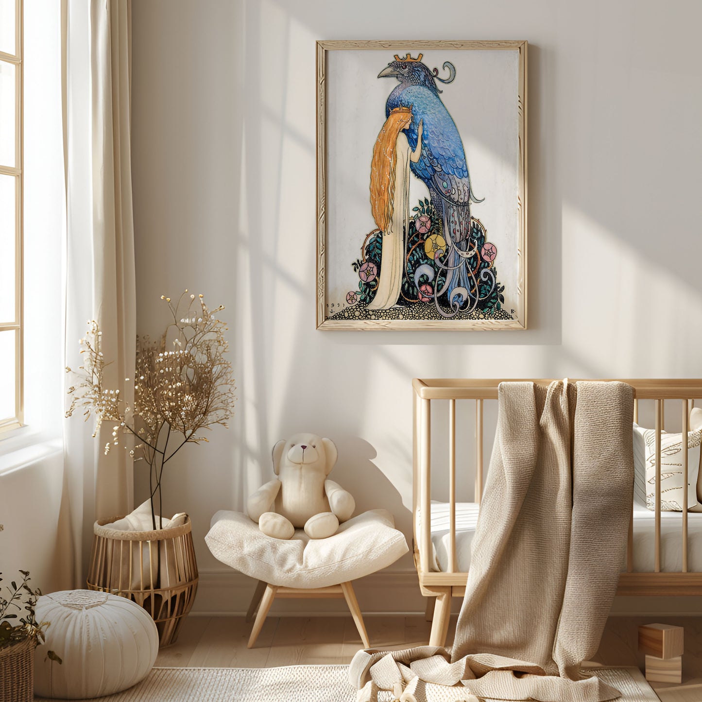 John Bauer poster, prinsessan och fågeln.