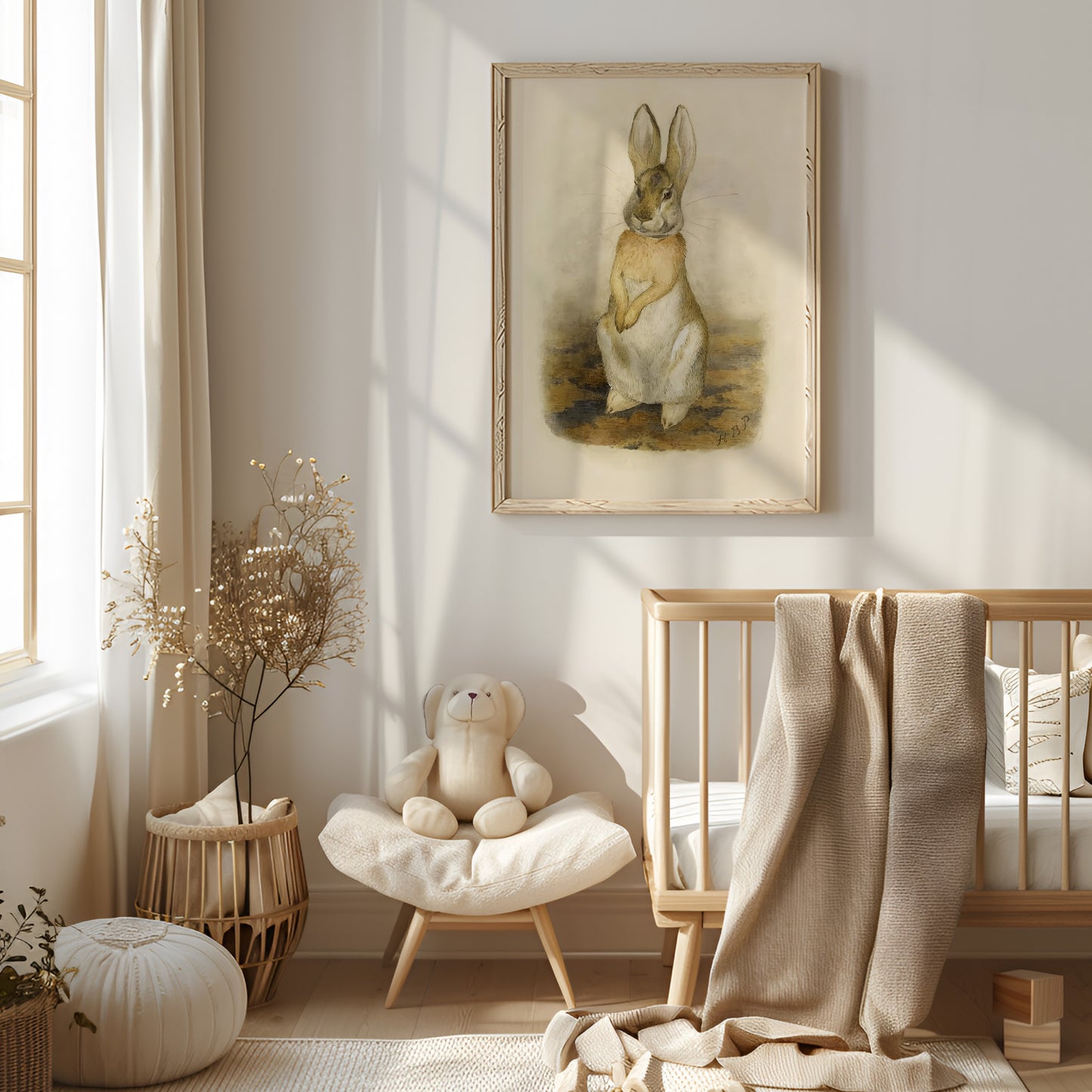 Beatrix Potter origina illustration av en söt hare.