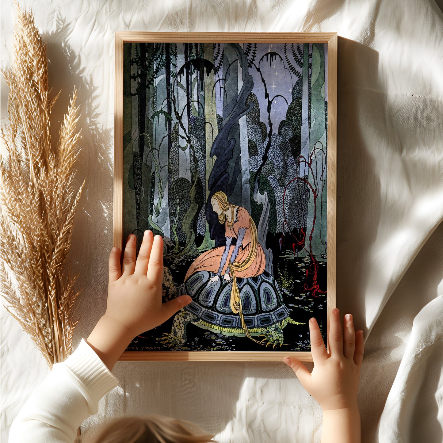 Poster, prinsessa och sköldpadda.