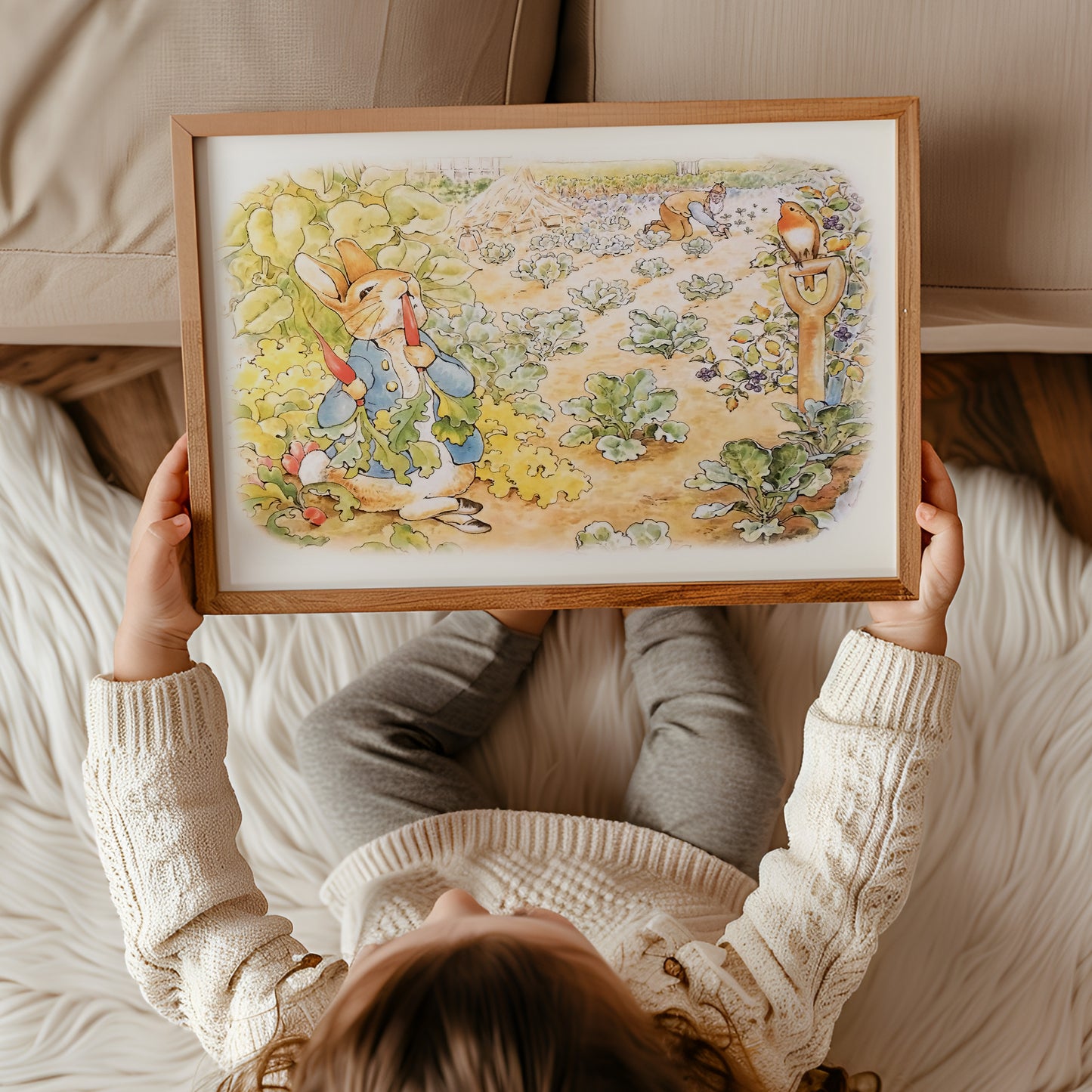 Peter Rabbit illustration för barnrummet.