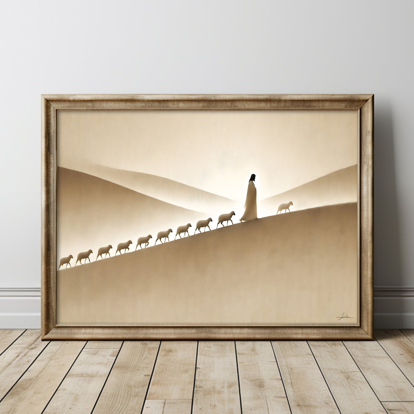 Herren är min herde, minimalistisk kristen poster.