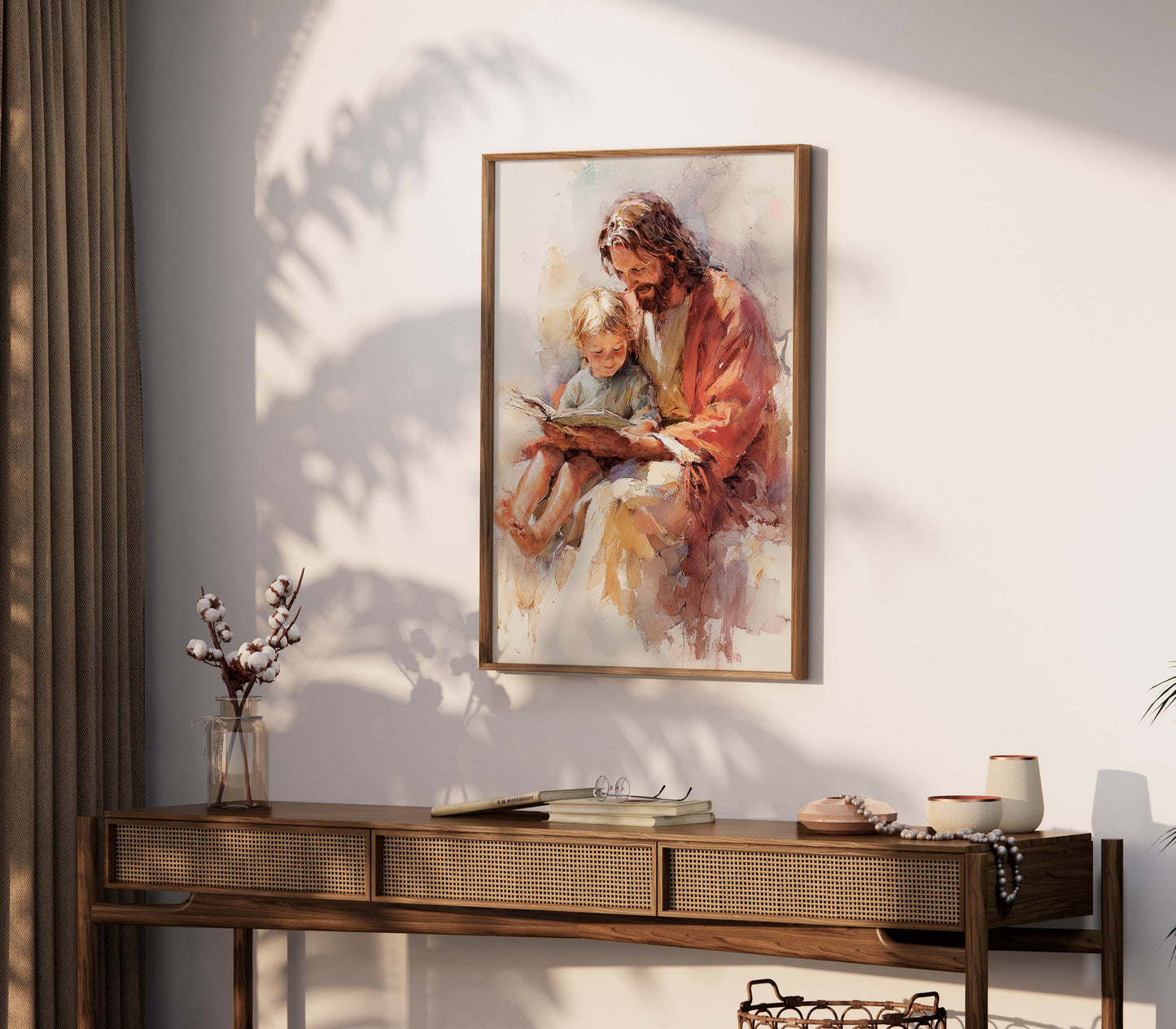 Poster, Jesus läser för pojke.