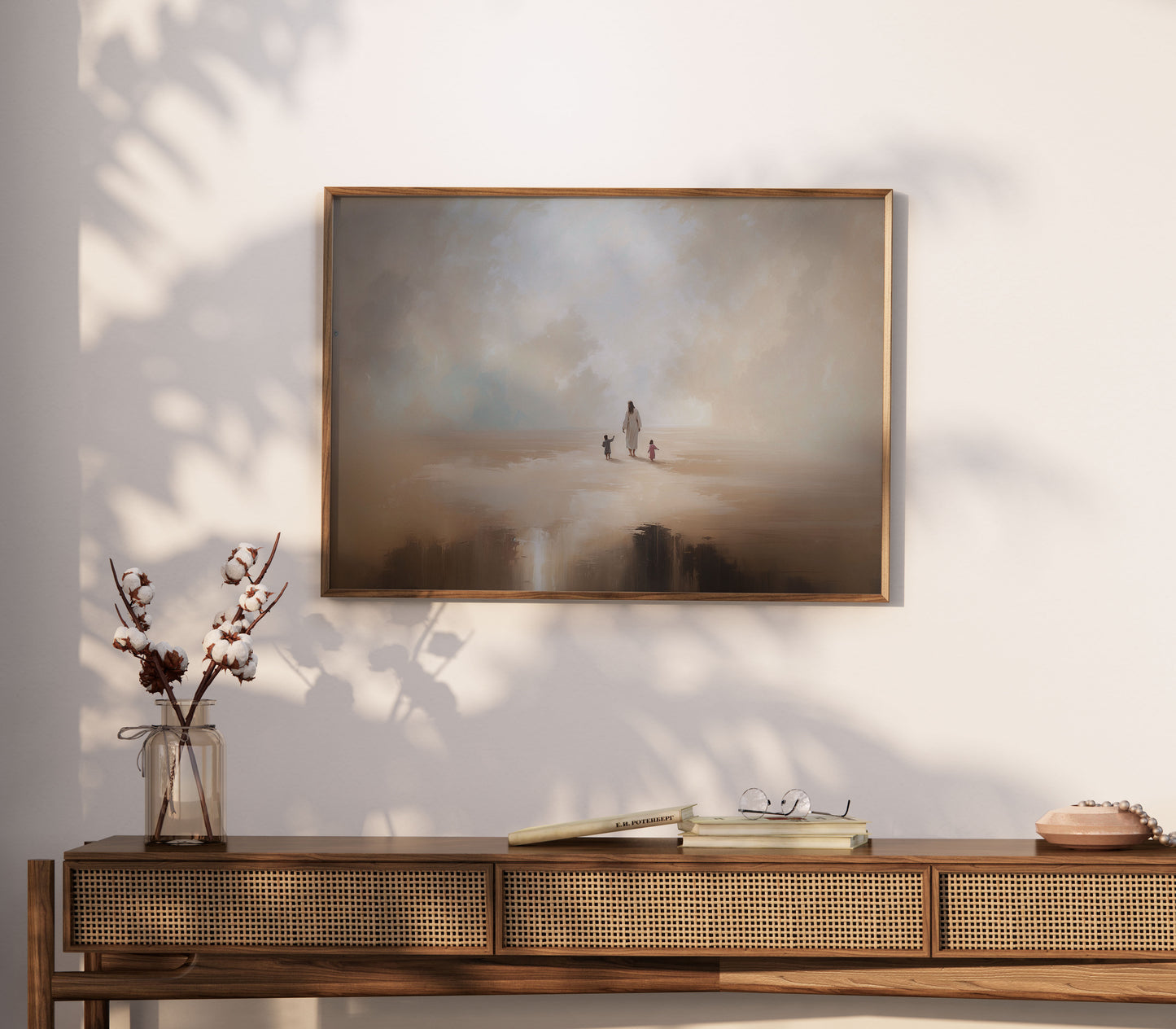 Poster, Barnen följer Jesus, Modern Kristen Oljemålning.