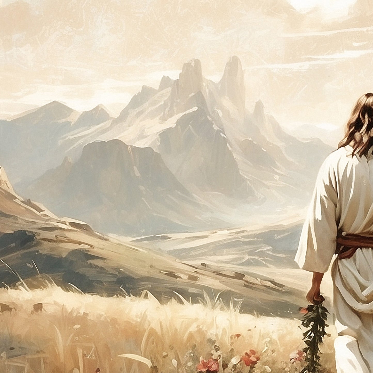 Poster, Jesus vandrar i bergen.