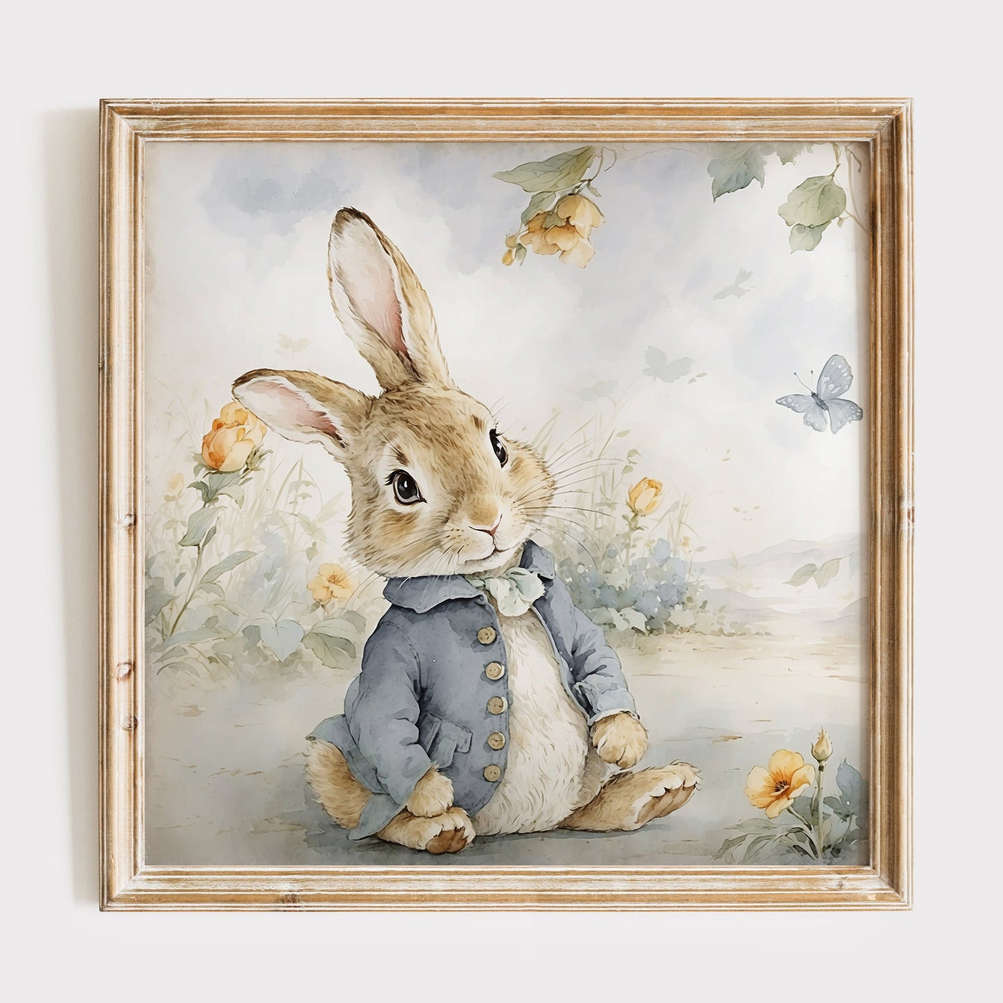 Baby Peter Rabbit illustration för barnrummet.