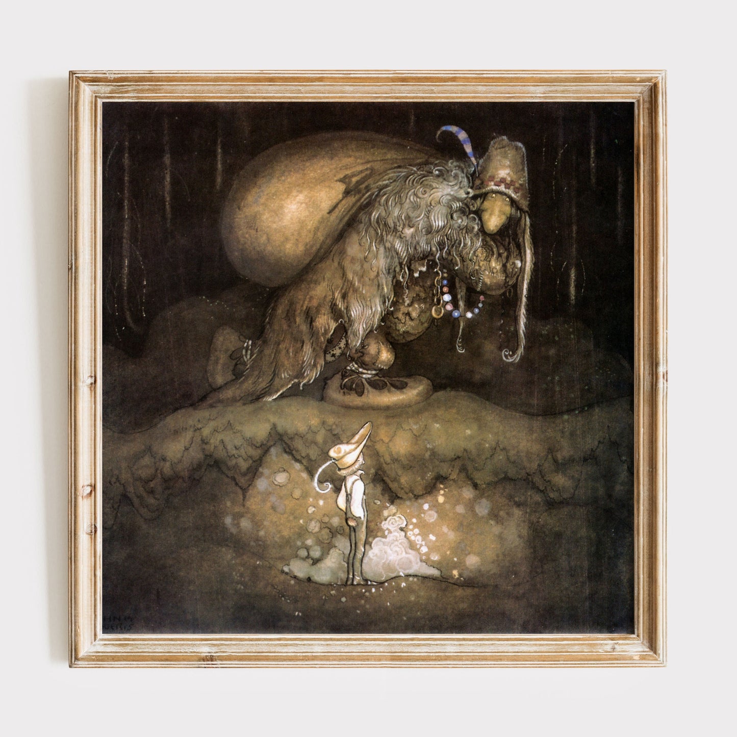 Klassisk poster av John Bauer, pojke och troll.