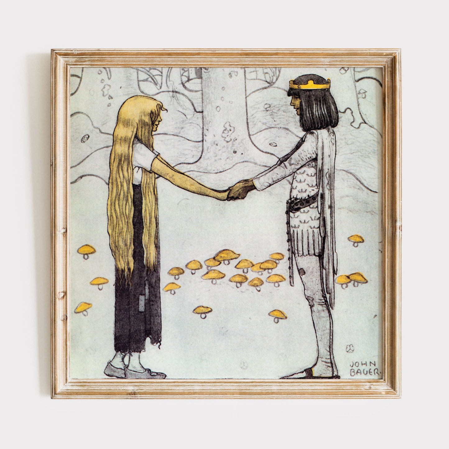 Klassisk poster av John Bauer, prins och prinsessa.